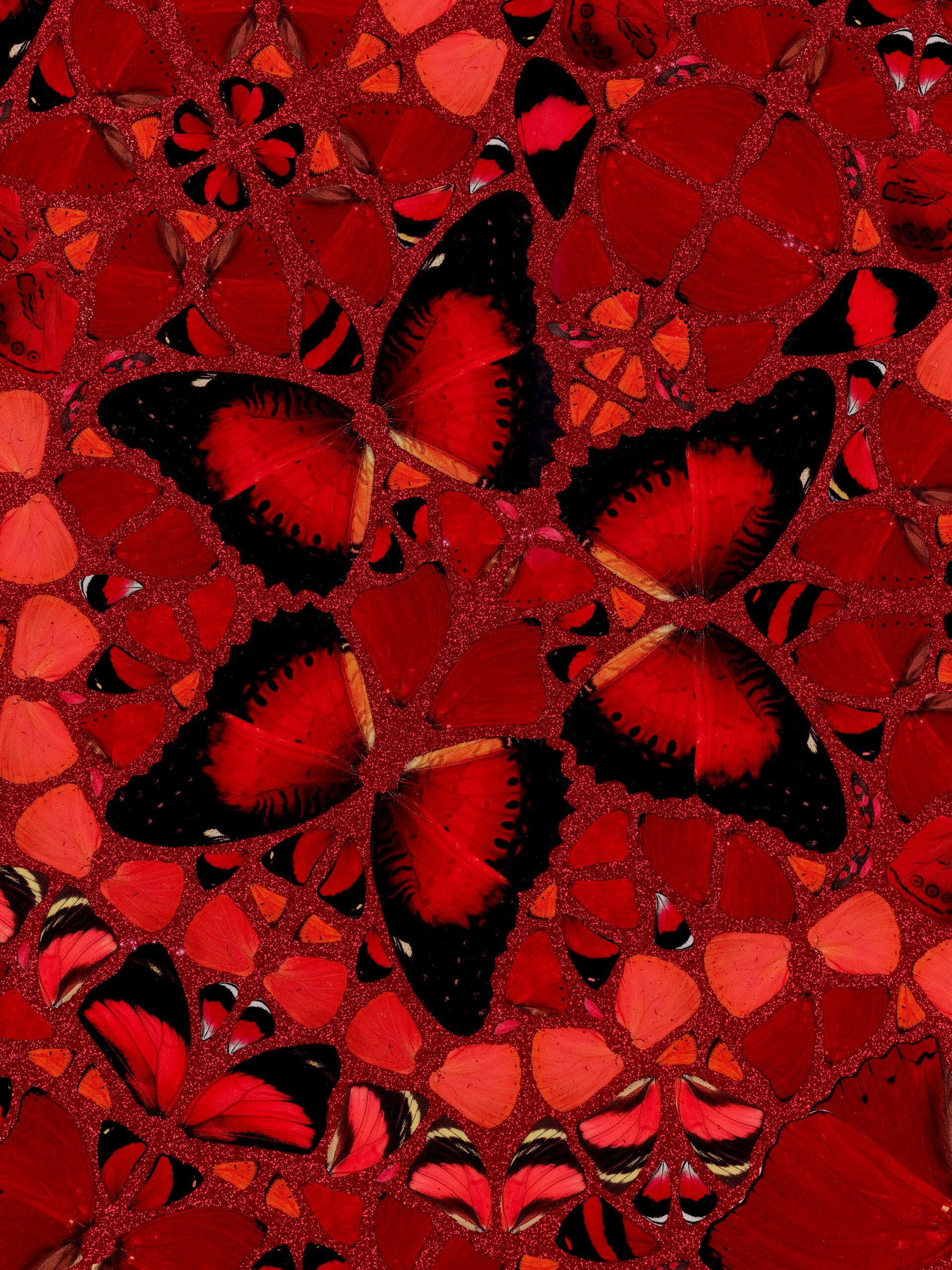 DAMIEN HIRST - EMPERATRICES: WU ZETIAN - Limitadas. Mariposas Purpurina Rojo 1