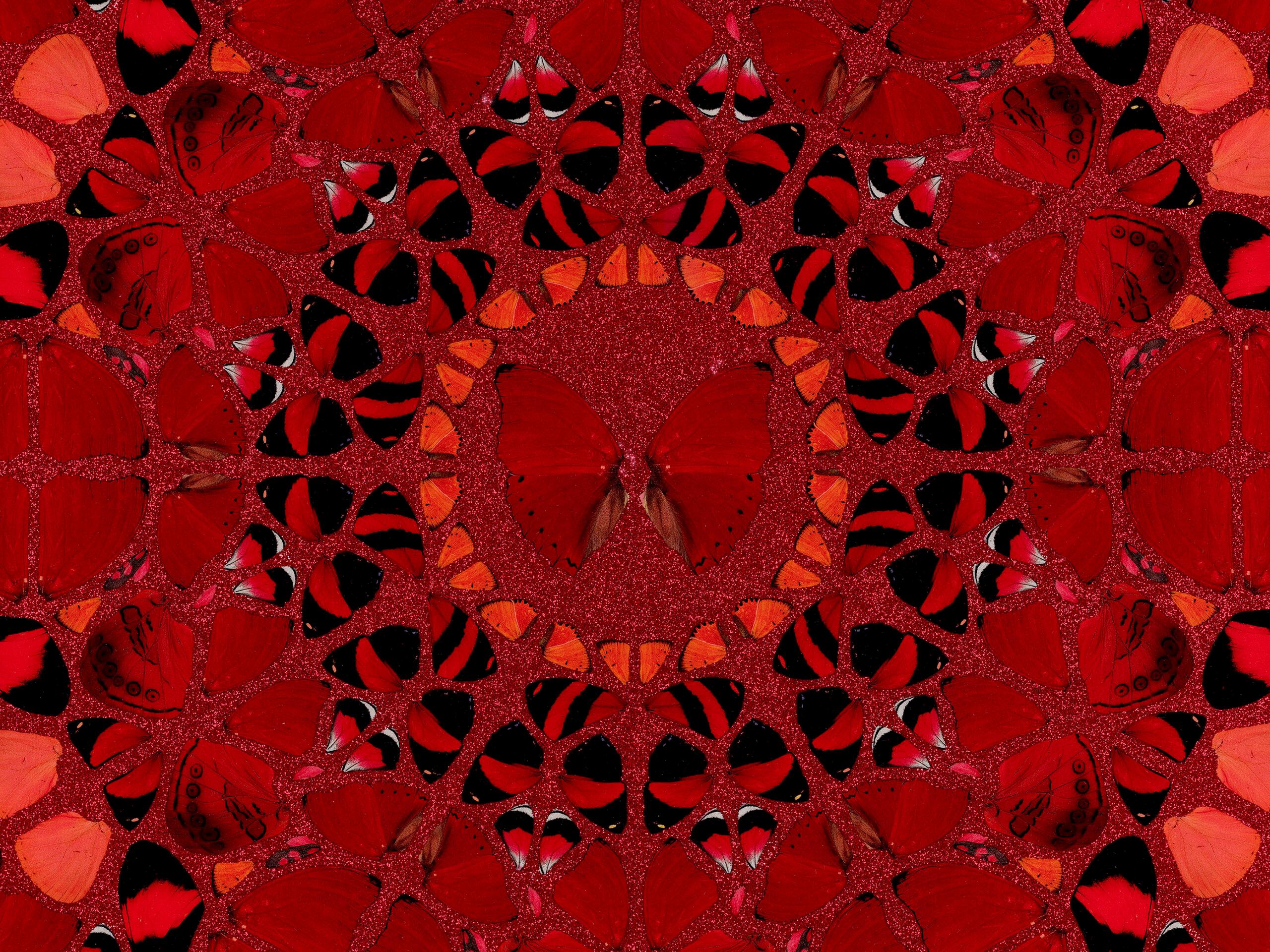 DAMIEN HIRST - EMPRESSES: WU ZETIAN - Limited. Butterflies Glitter Red For Sale 2