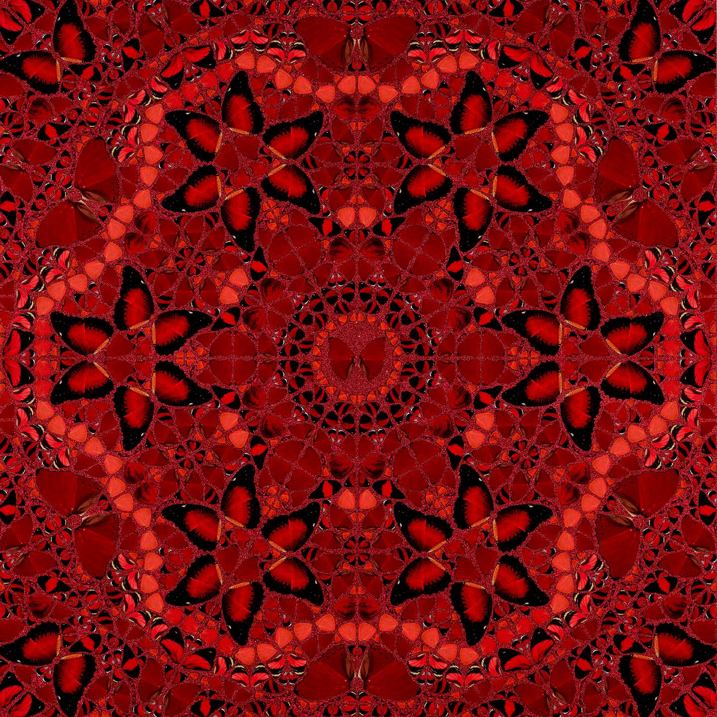 Damien Hirst Figurative Print - DAMIEN HIRST - EMPRESSES: WU ZETIAN - Limited. Butterflies Glitter Red