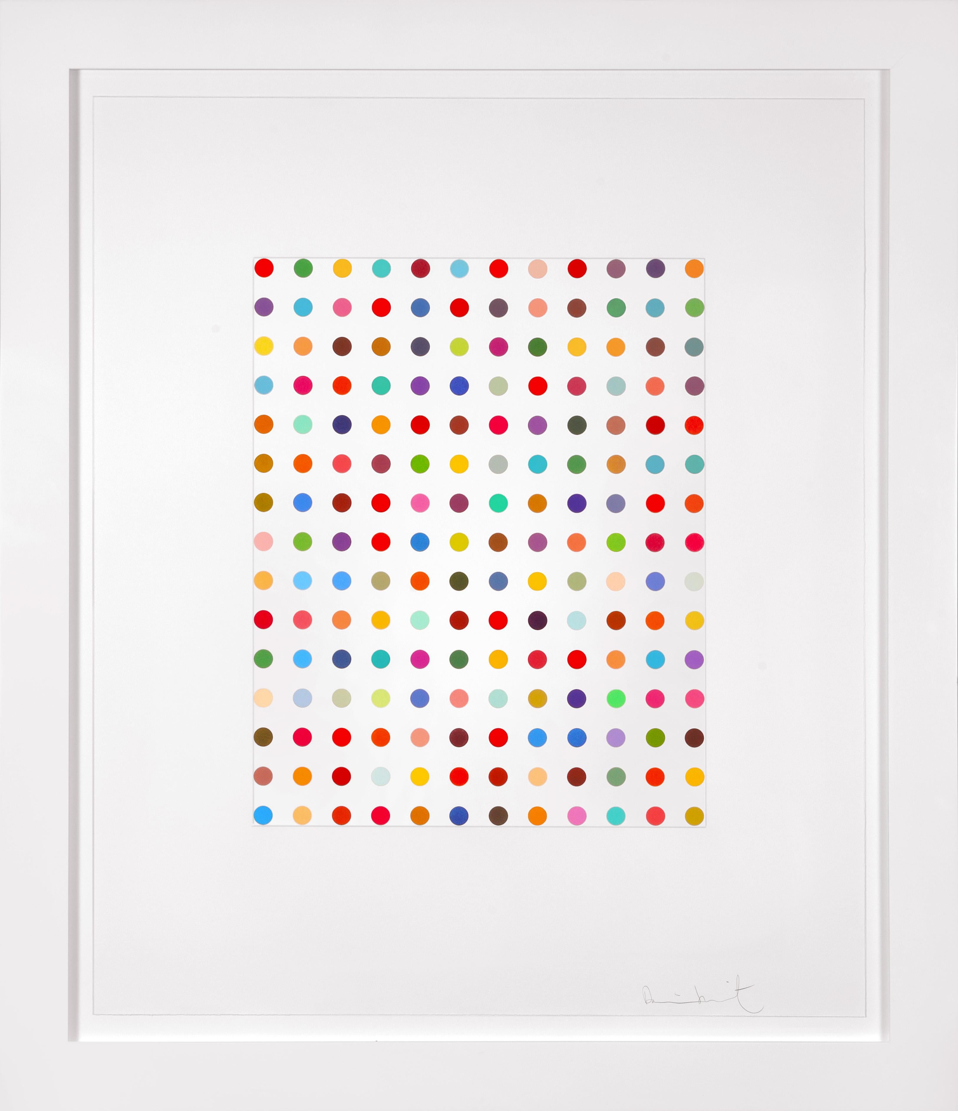 Damien Hirst 'Ethidium Bromide Aqueous Solution' Spots Etching, 2005. Signed by the Artist on front. Edition of 65. Published by the Paragon Press, 2005. 

The iconic 'Spot Series' is one of Hirst's most recognizable themes, as the universally