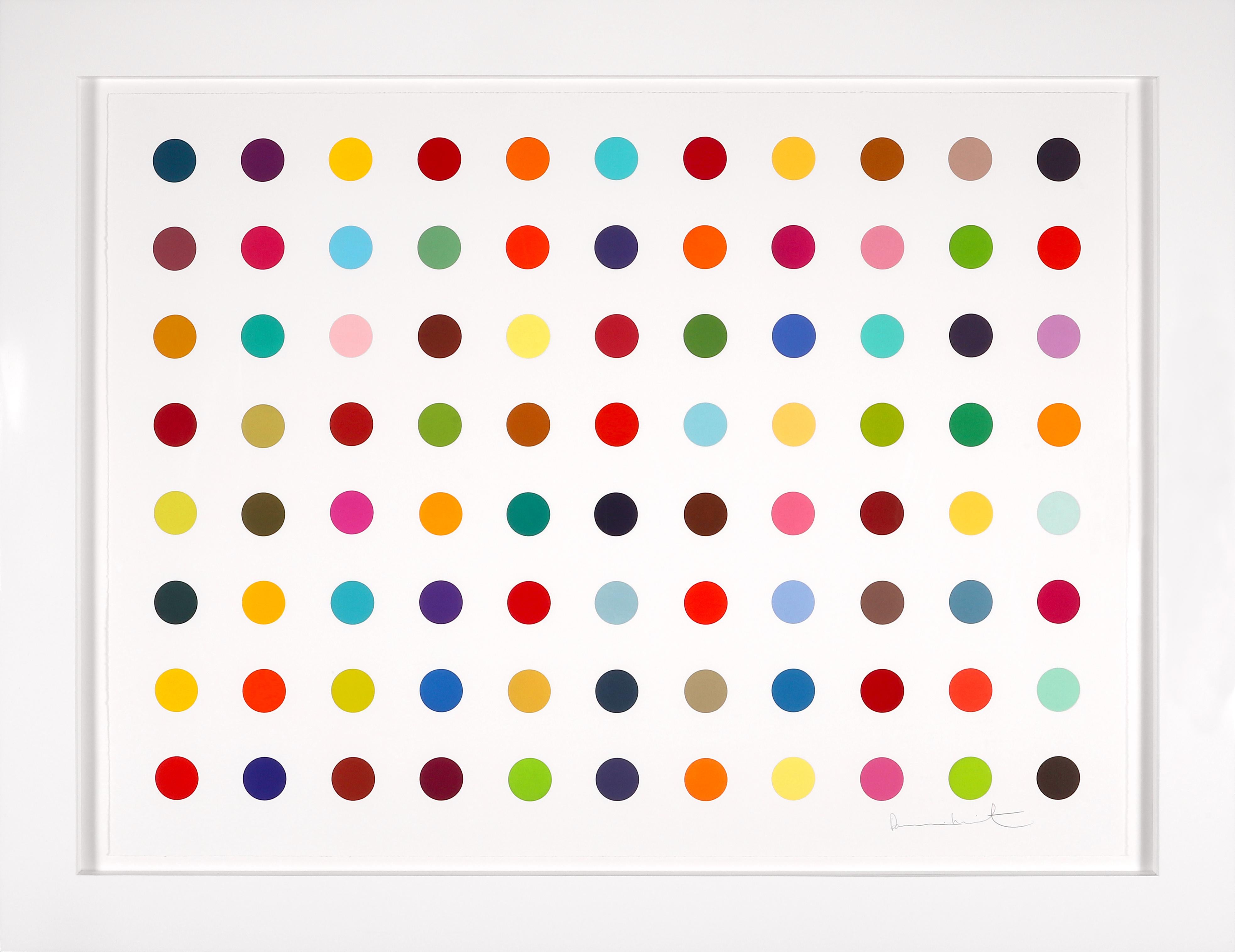 'Horizontal 'Spots' I Spots Woodcut Print, 2018 is an edition of 55, number #45 of edition. Signed by the Artist on front in pencil. Part of Damien Hirst's 2018 Woodcut series. The sheet measures 34.4 x 45 x 75 in. / 87.4. x 114.3, The framed
