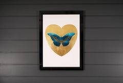Damien Hirst:: Je t'aime:: papillon bleu & or
