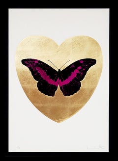 Damien Hirst:: Ich liebe dich Schmetterling:: Fuchsia/Gold:: 2015