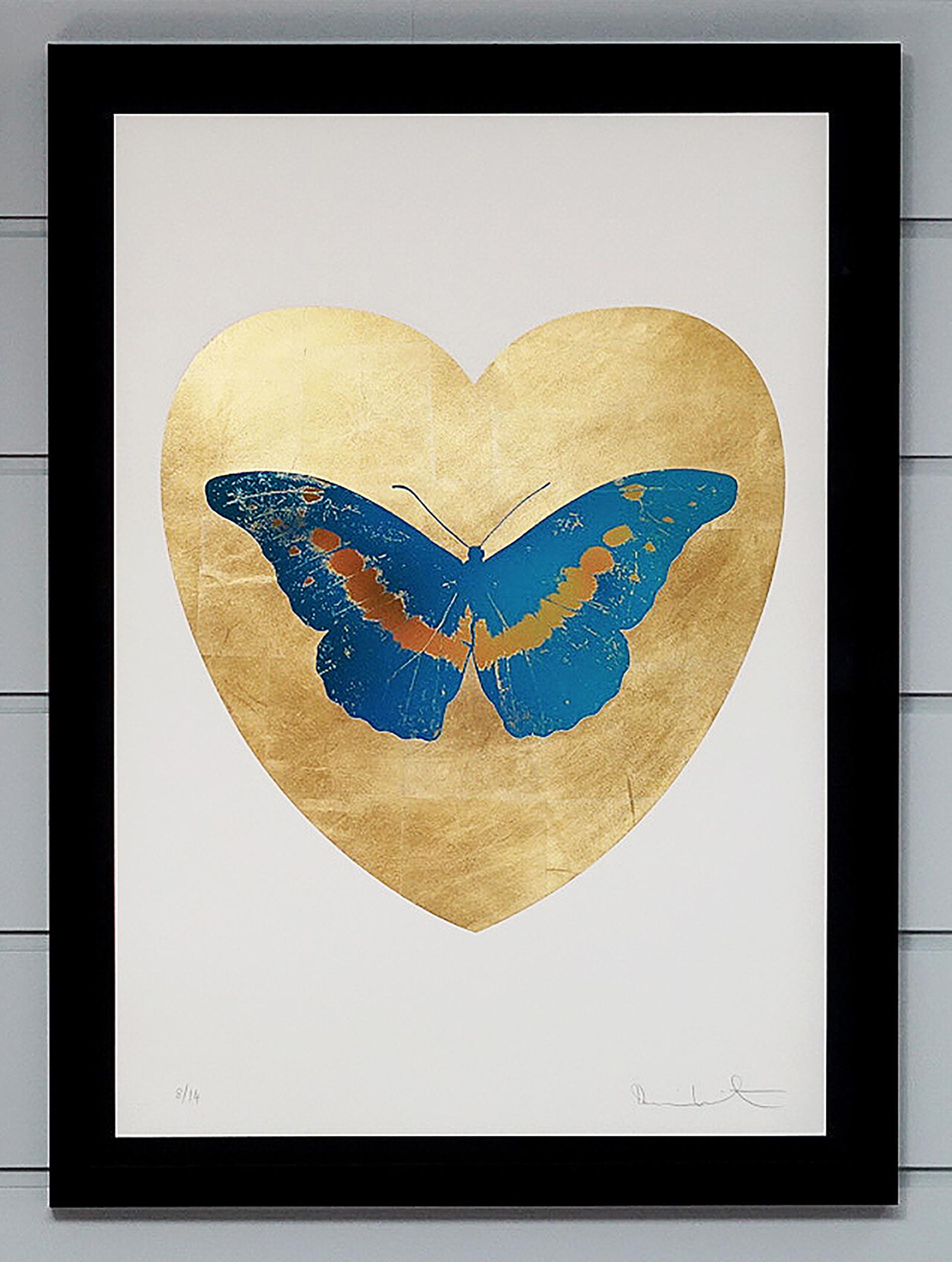 This series 'I Love You' is created in Damien Hirst's signature style using butterflies as a symbolism for the celebration of life. This work is a part of small edition of 14 works. Signed by the Artist. The artwork comes in a custom black lacquer