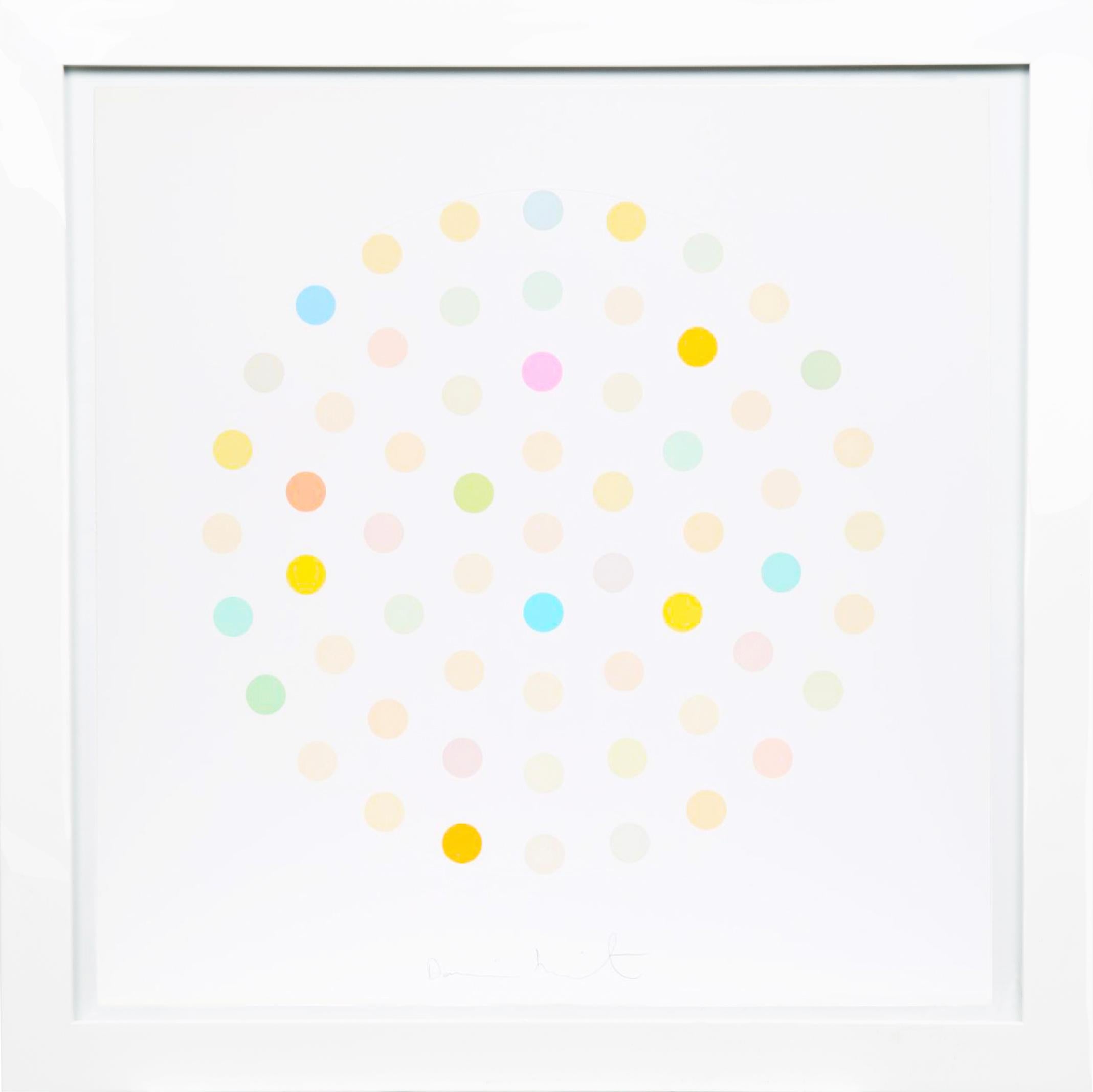 The Pastel Spots by Damien Hirst is hand etched with aquatint in his signature, never repeated, palette of stunning pastoral colors. Signed by the artist in pencil in the lower center, numbered on verso. This artwork comes in a custom museum caliber