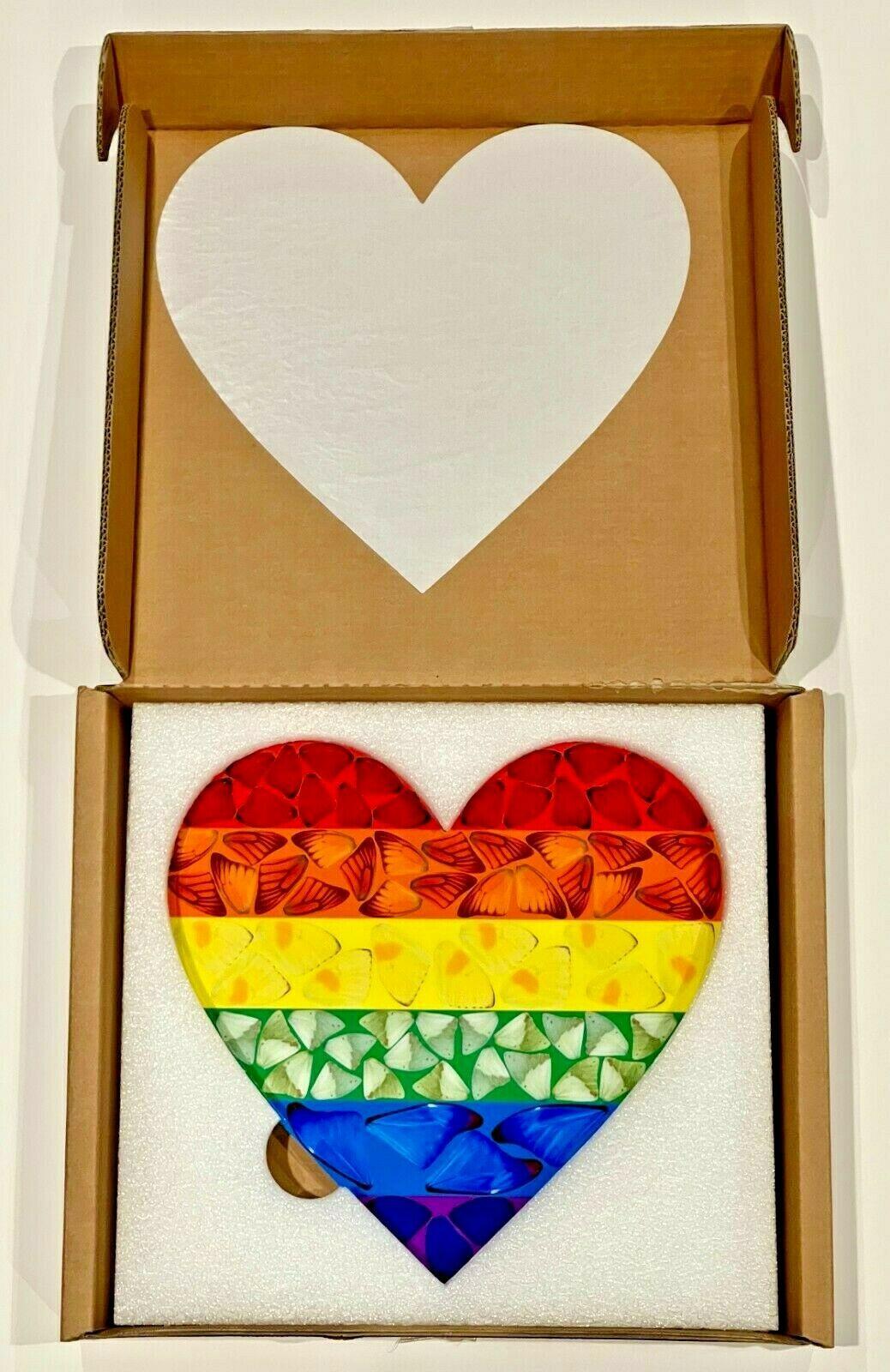 Damien Hirst, Rainbow Heart, Small Laminated Giclee Print on Aluminium, 2020 For Sale 1