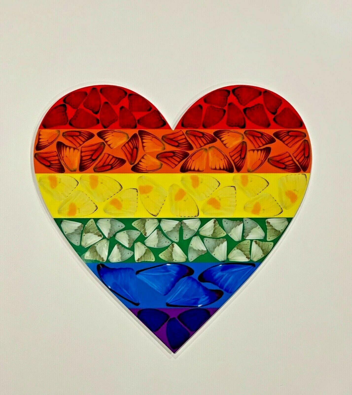 Damien Hirst, Rainbow Heart, Small Laminated Giclee Print on Aluminium, 2020 For Sale 3
