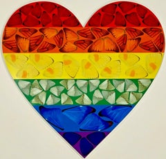 Damien Hirst, Rainbow Heart, Small Laminated Giclee Print on Aluminium, 2020