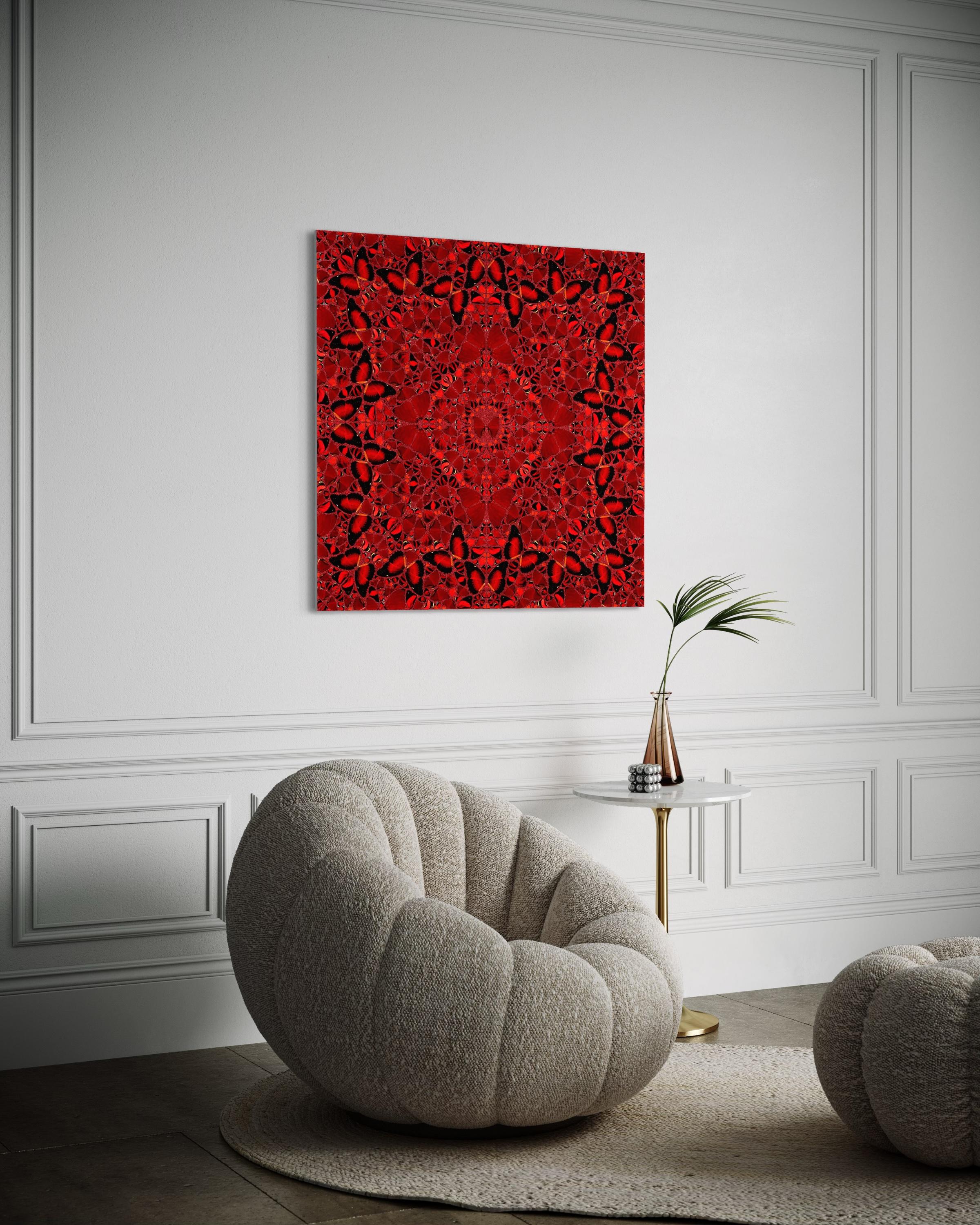 H10-2 Nur Jahan - Red Abstract Print by Damien Hirst