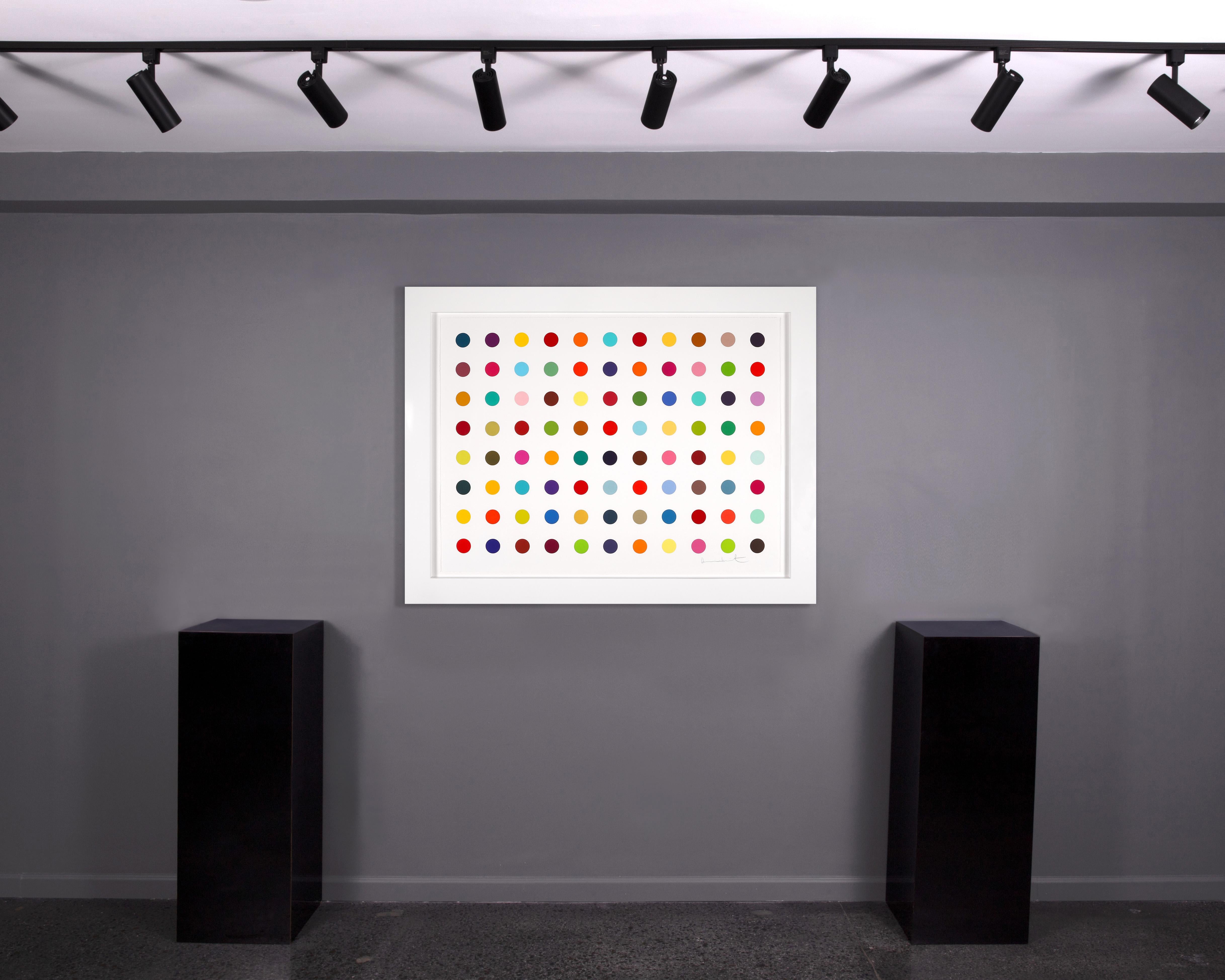 Horizontal 'Spots' I, Minimalist Woodcut Print, 2018 (Grau), Abstract Print, von Damien Hirst