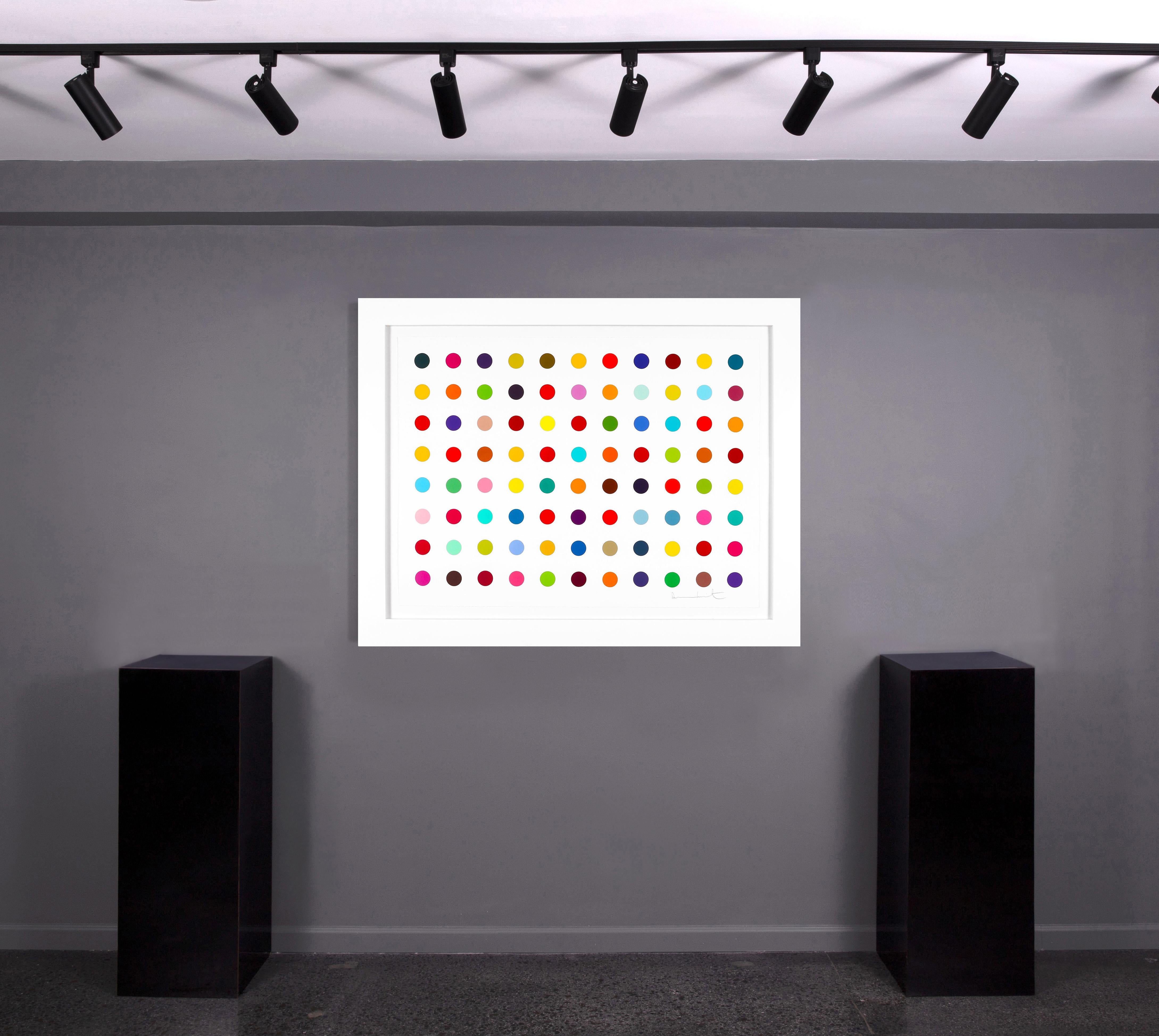Horizontal 'Spots' II, Minimalist Woodcut Print, 2018 - White Abstract Print by Damien Hirst