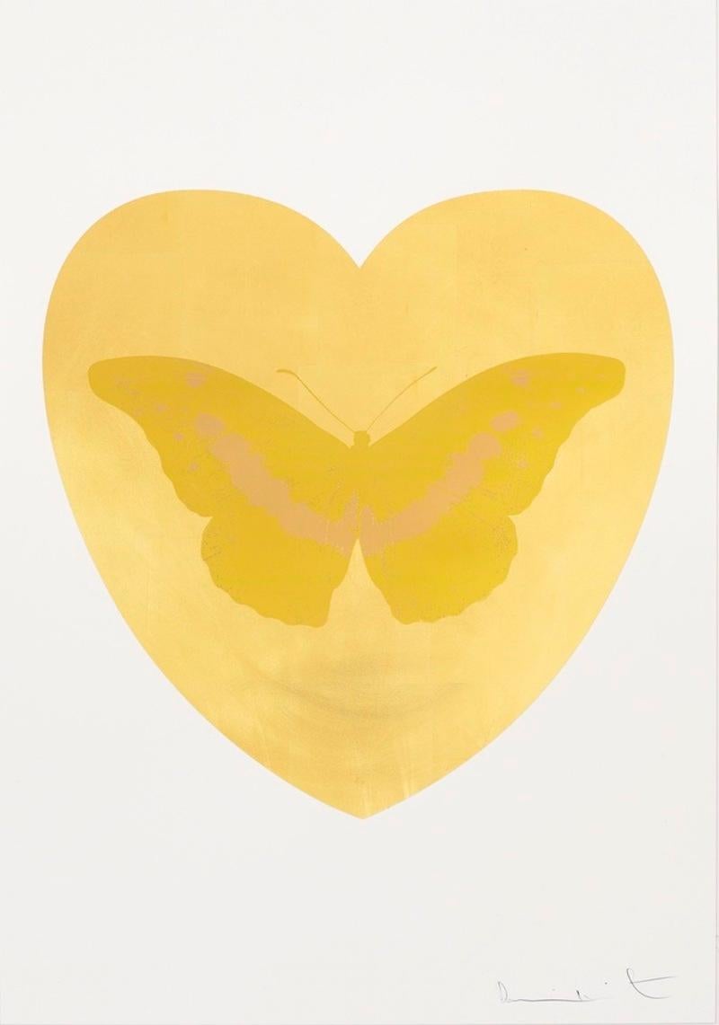 Damien Hirst Figurative Print - I Love You - Gold Leaf/Oriental Gold/Cool Gold
