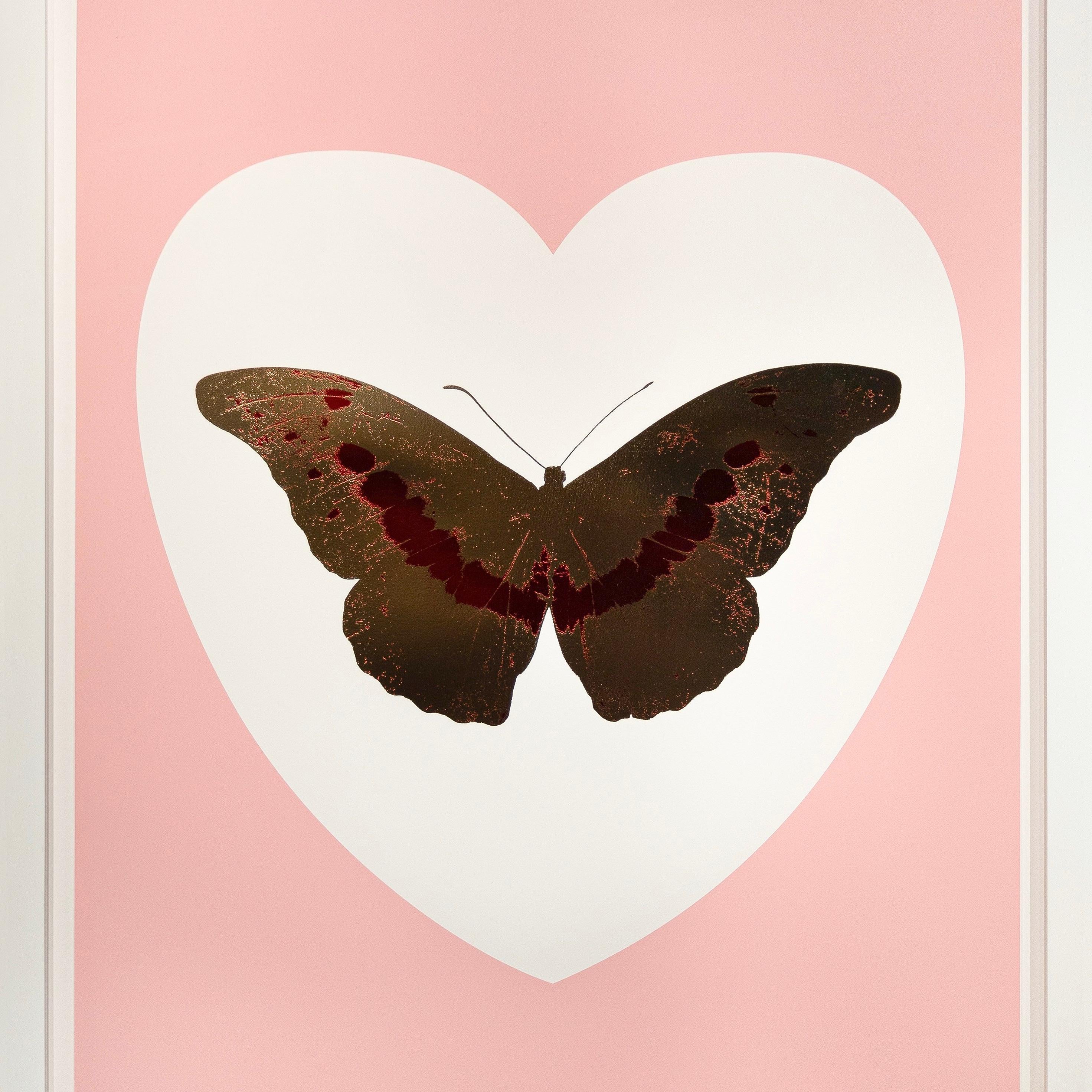 'I Love You' Pink, Gold Foil Block Butterfly For Sale 1