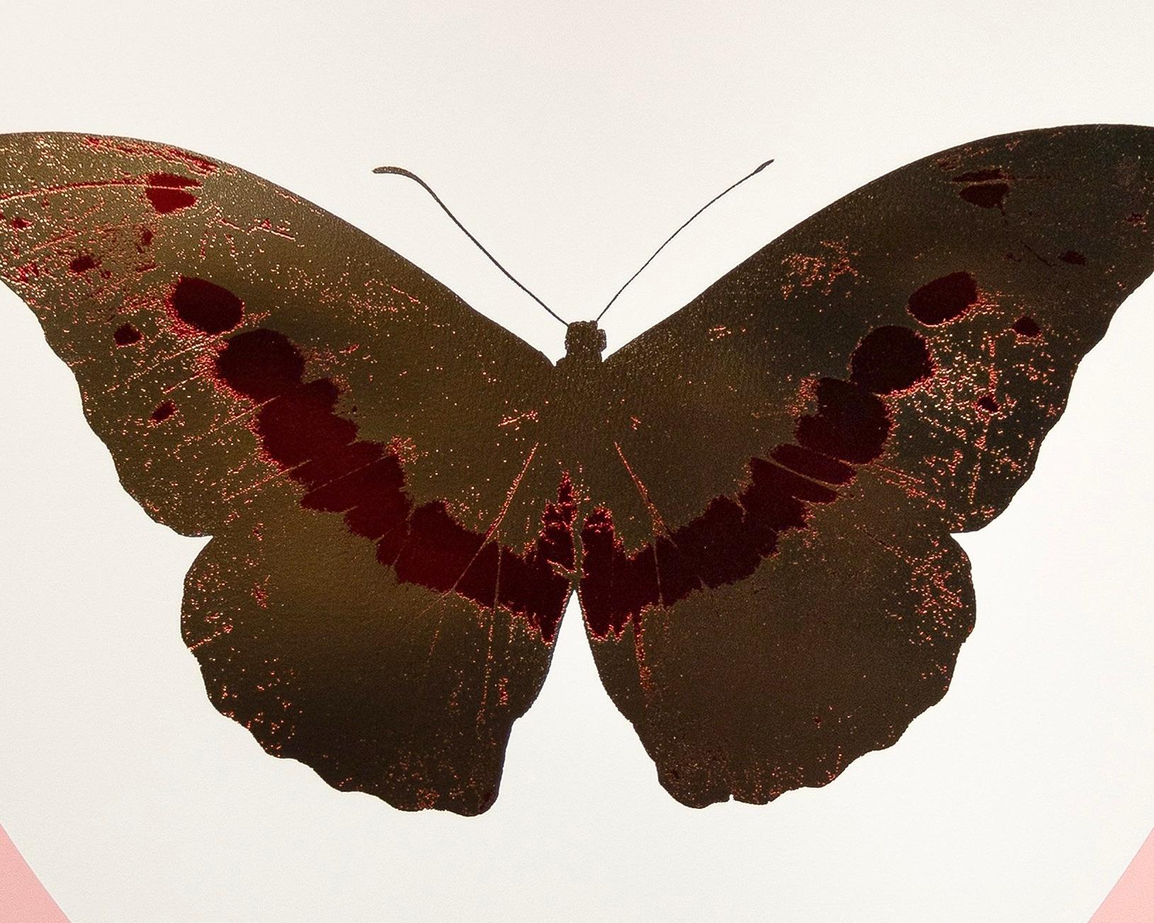 'I Love You' Pink, Gold Foil Block Butterfly For Sale 3