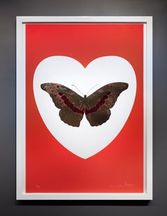 'I Love You' Red/Gold Butterfly Print, Limited Edition, Framed, 2015