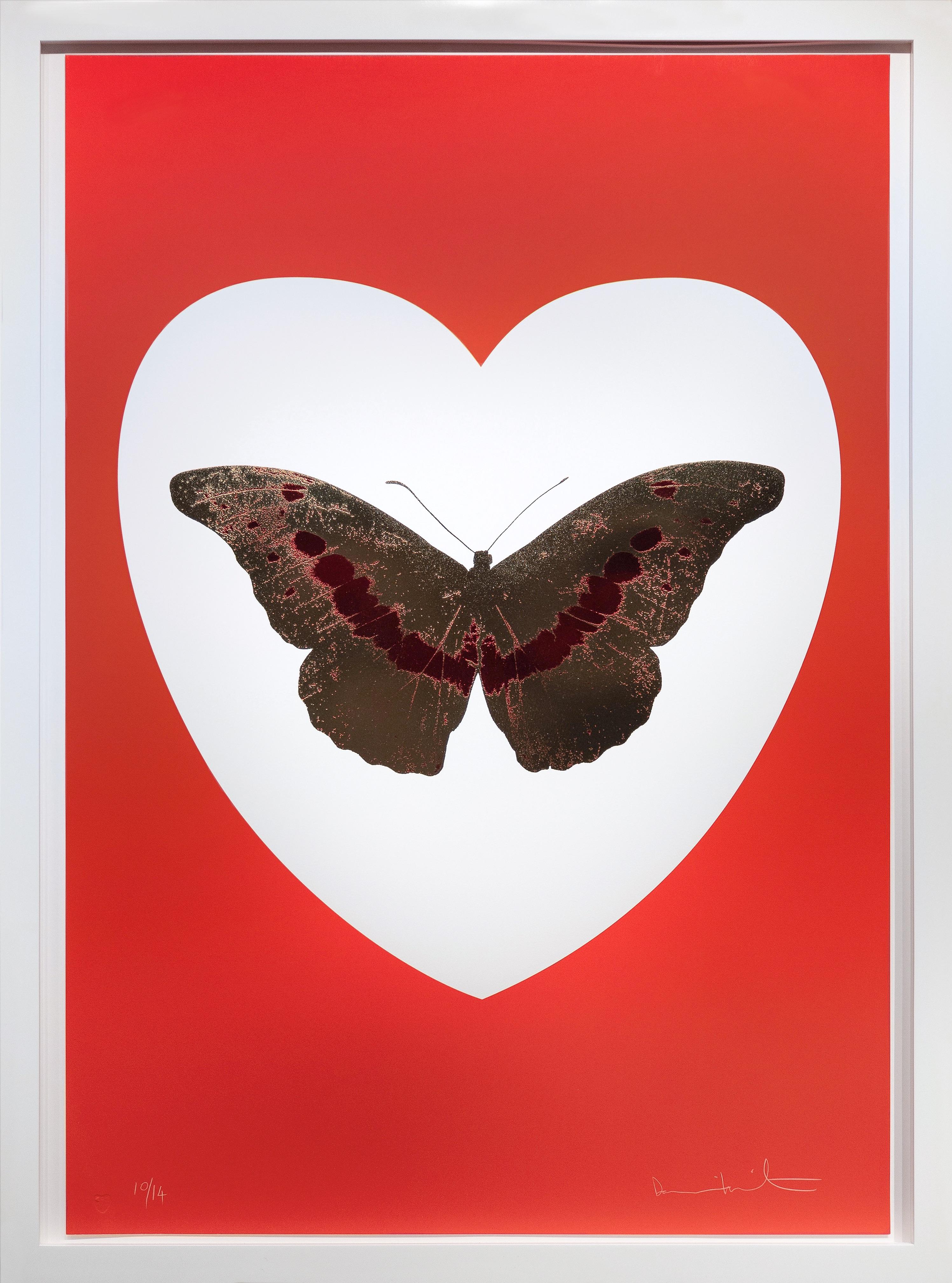 'I Love You' Red/Gold Butterfly