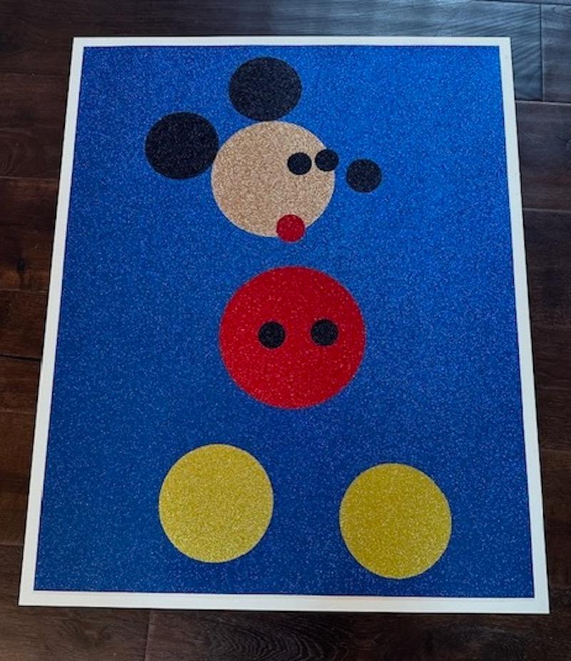 A very fun and highly collectible screenprint in colors, Mickey (Blue Glitter) was created by Damien Hirst in 2016. Measuring 34 1/2 x 27 1/2 in. (87.5 x 70 cm), unframed, the artwork is hand-signed and numbered in pencil (verso) from the edition of