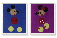 Mickey (Blue Glitter) Large & Minnie (Pink Glitter) Large.  Pair, 2 artworks