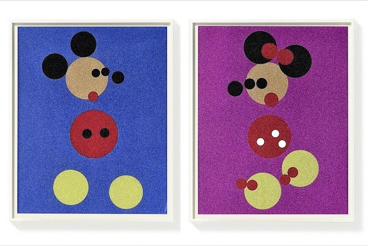 Mickey (purpurina azul) y Minnie (purpurina rosa), Damien Hirst