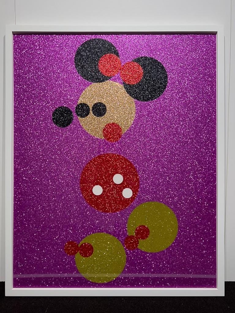 Mickey (Blauer Glitter) & Minnie (Pink Glitter) zwei Kunstwerke im Angebot 1