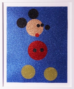 Siebdruck „Mickey“ aus Seide mit Glitter, 2016