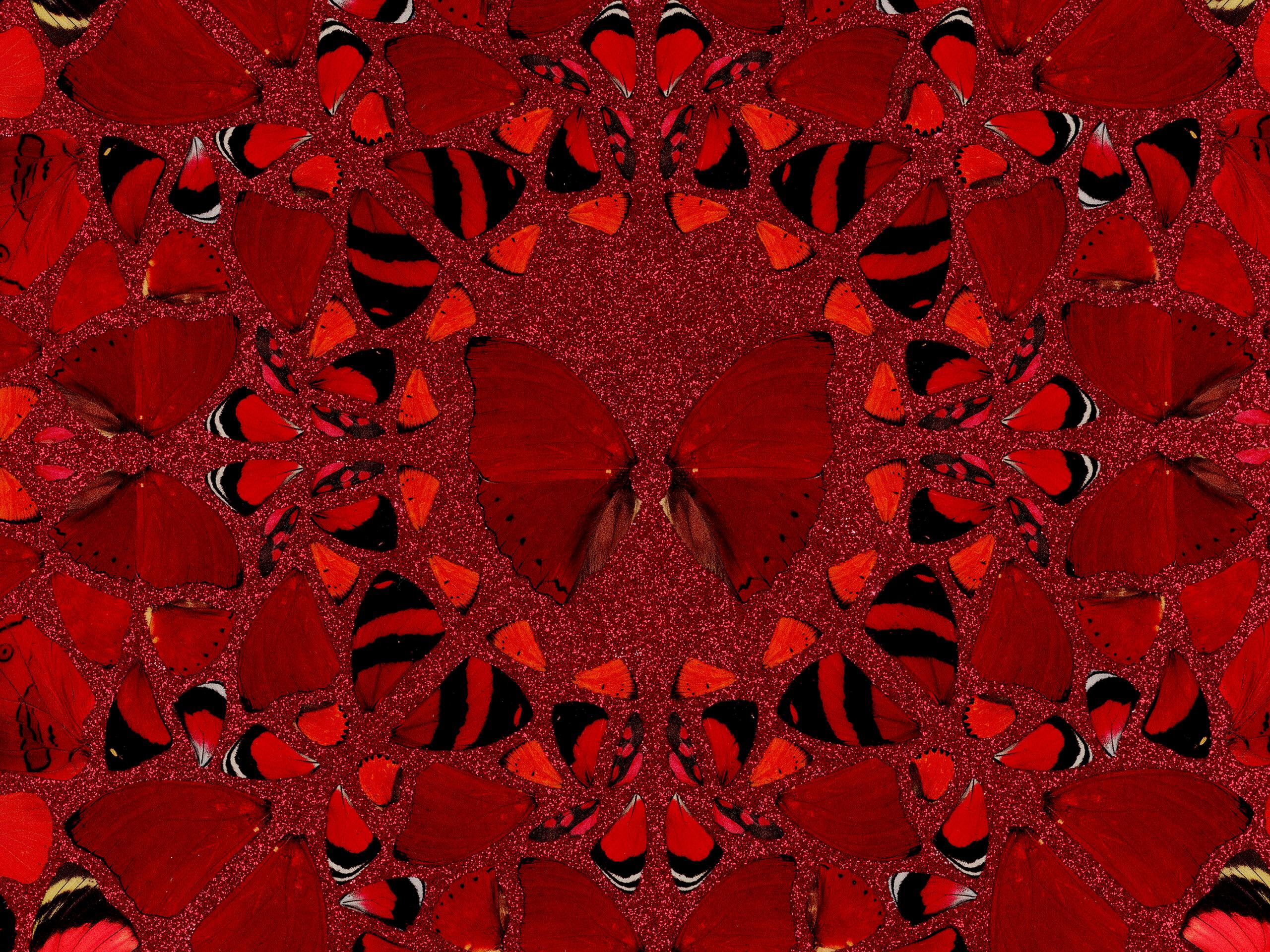 Nūr Jahān by Damien Hirst, The Empresses, Red Butterflies kaleidoscope effect For Sale 1