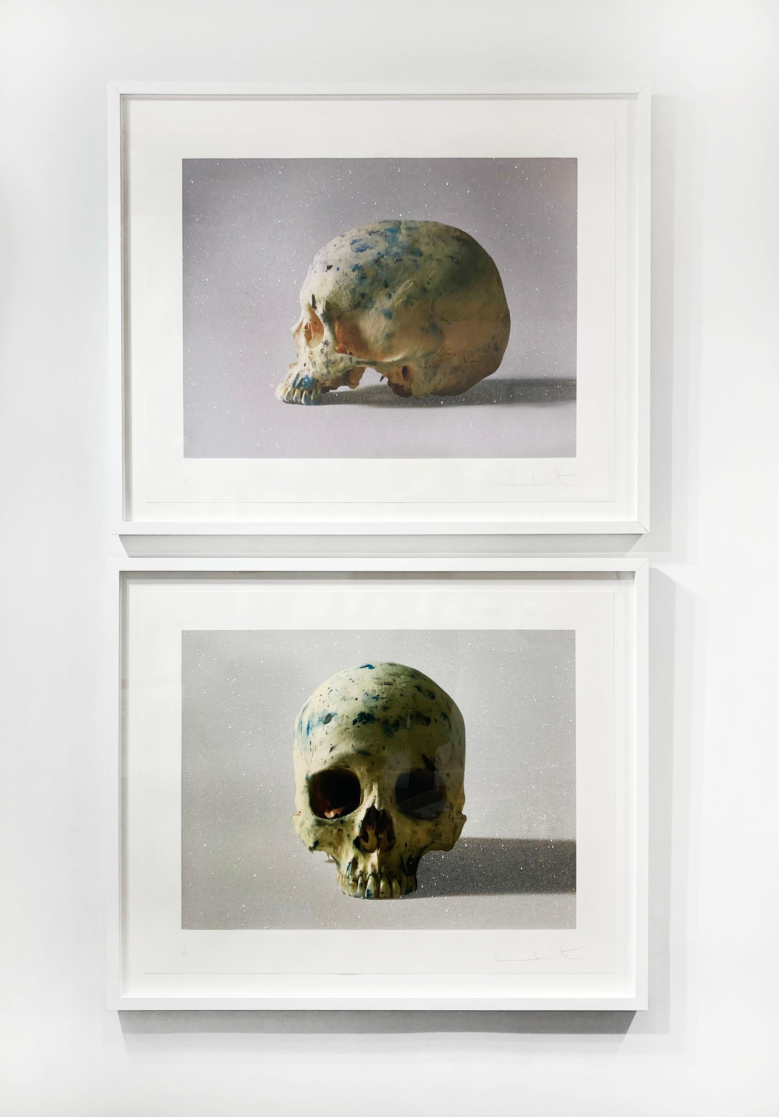 Studio Half Skull, face on (with diamond dust) - Young British Artists (YBA) Print by Damien Hirst