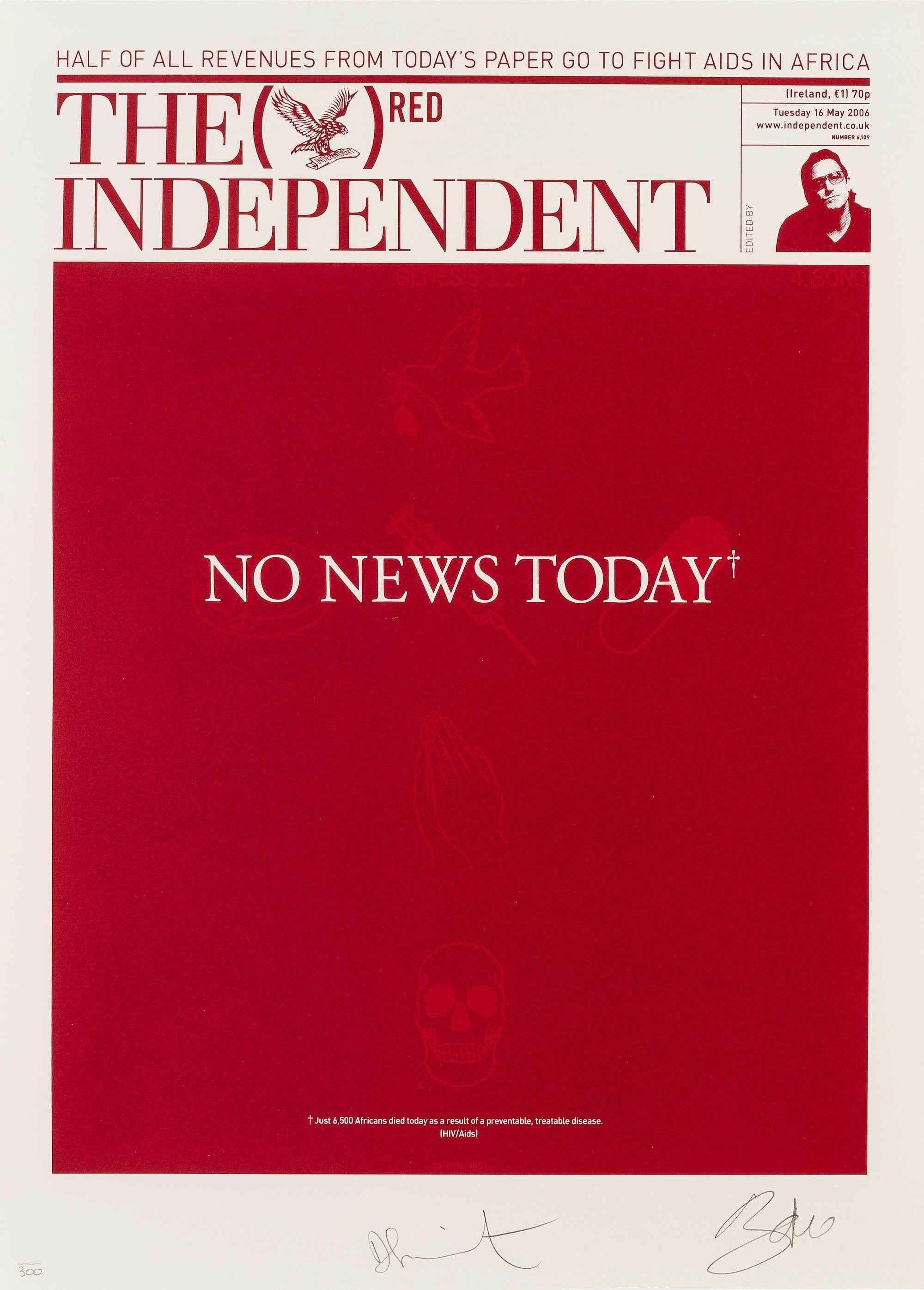 The Independent (RED) - No News Today - Art by Damien Hirst