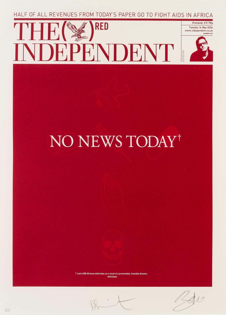 Damien Hirst - The Independent (RED) - No News Today For Sale at 1stDibs
