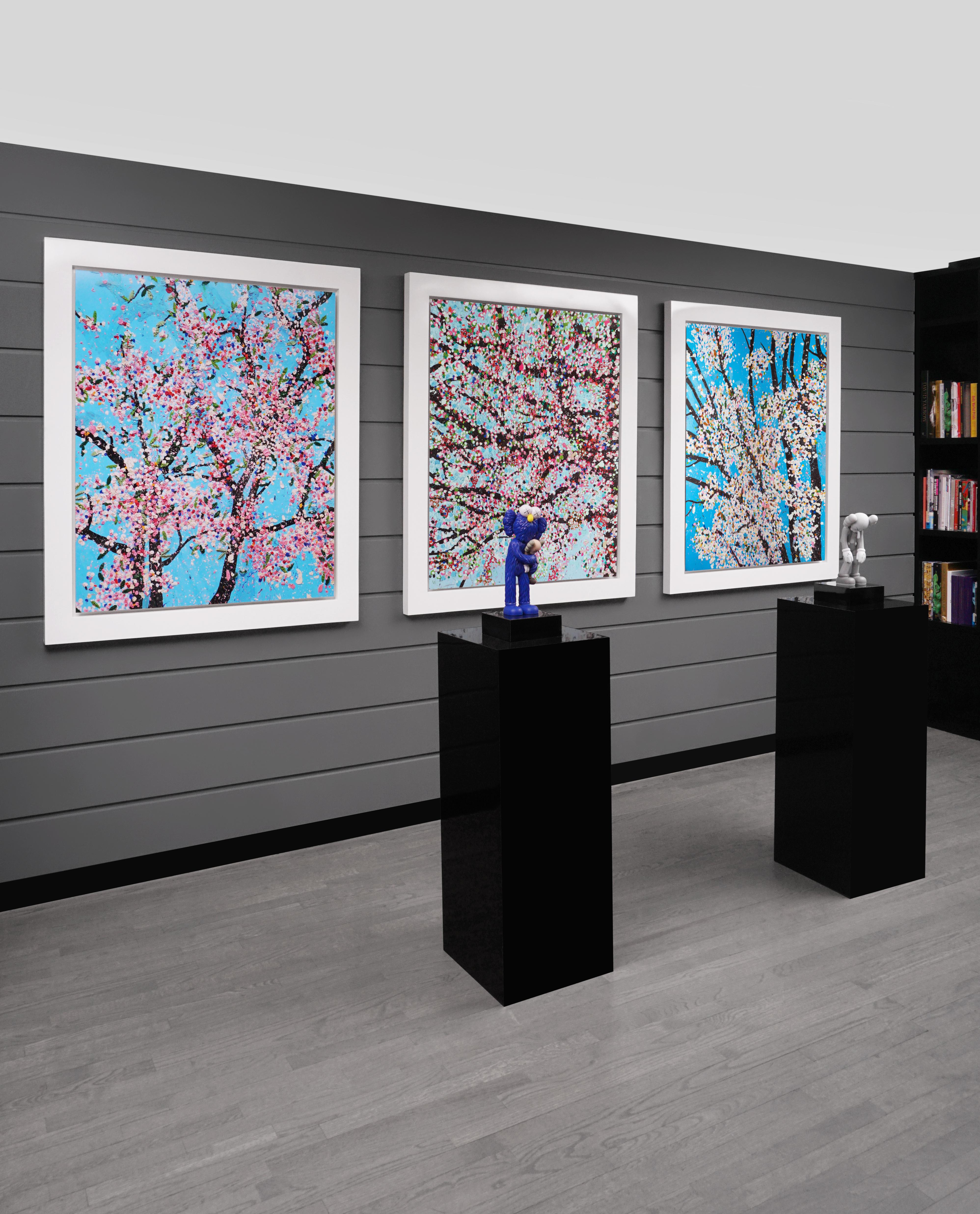 The contemporary pop art cherry blossom landscape ‘Loyalty' is one of the eight from the iconic ‘Virtues’ series by Damien Hirst, the laminated giclée print on aluminum panel was created in 2021 as a reflection of his latest exploration as a master