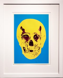 Calavera "Hasta que la muerte nos separe" (Azul/Amarillo/Rojo)