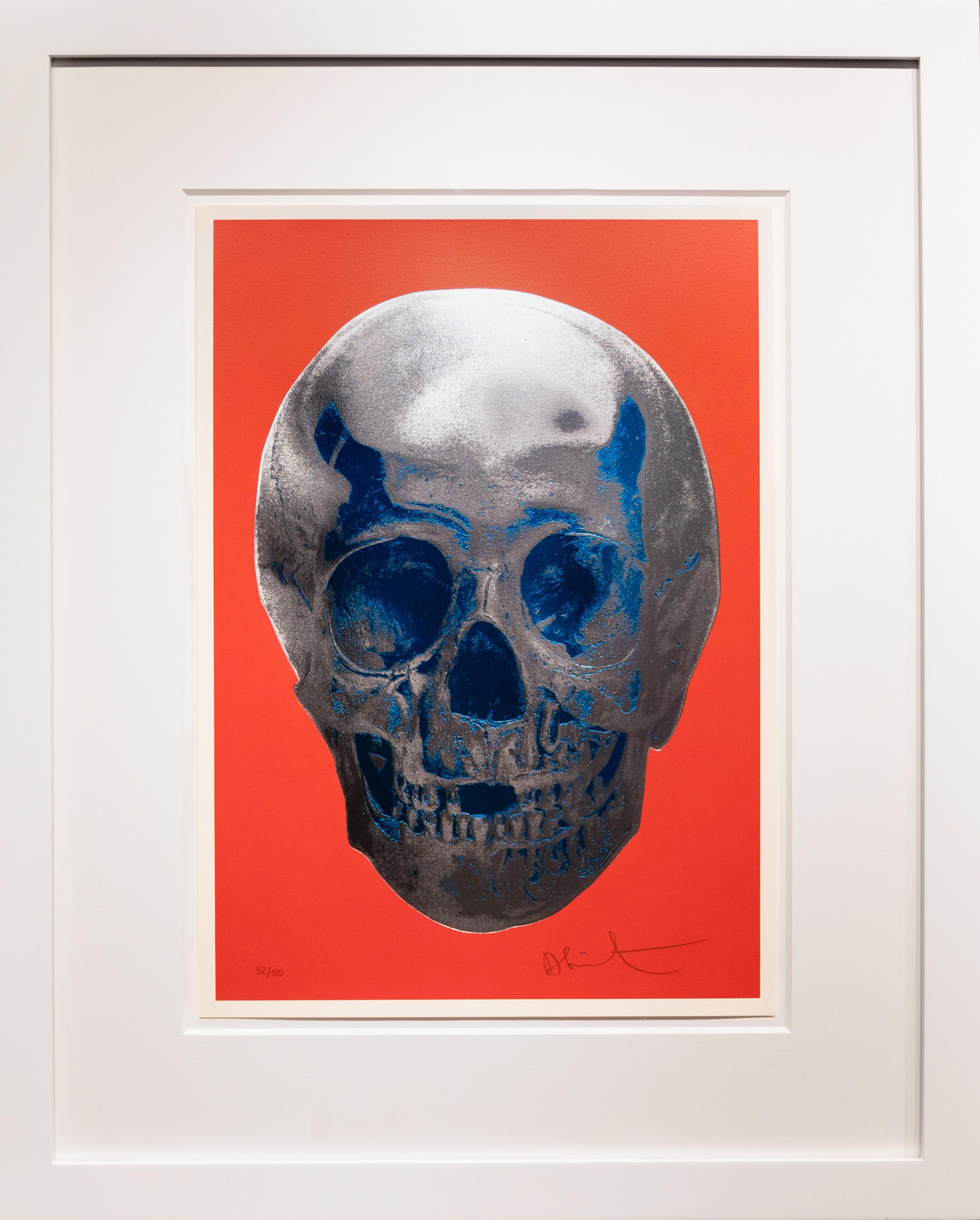 Calavera "Hasta que la muerte nos separe" (Rojo/Plata/Azul)