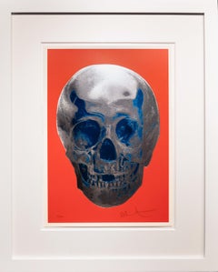 Calavera "Hasta que la muerte nos separe" (Rojo/Plata/Azul)