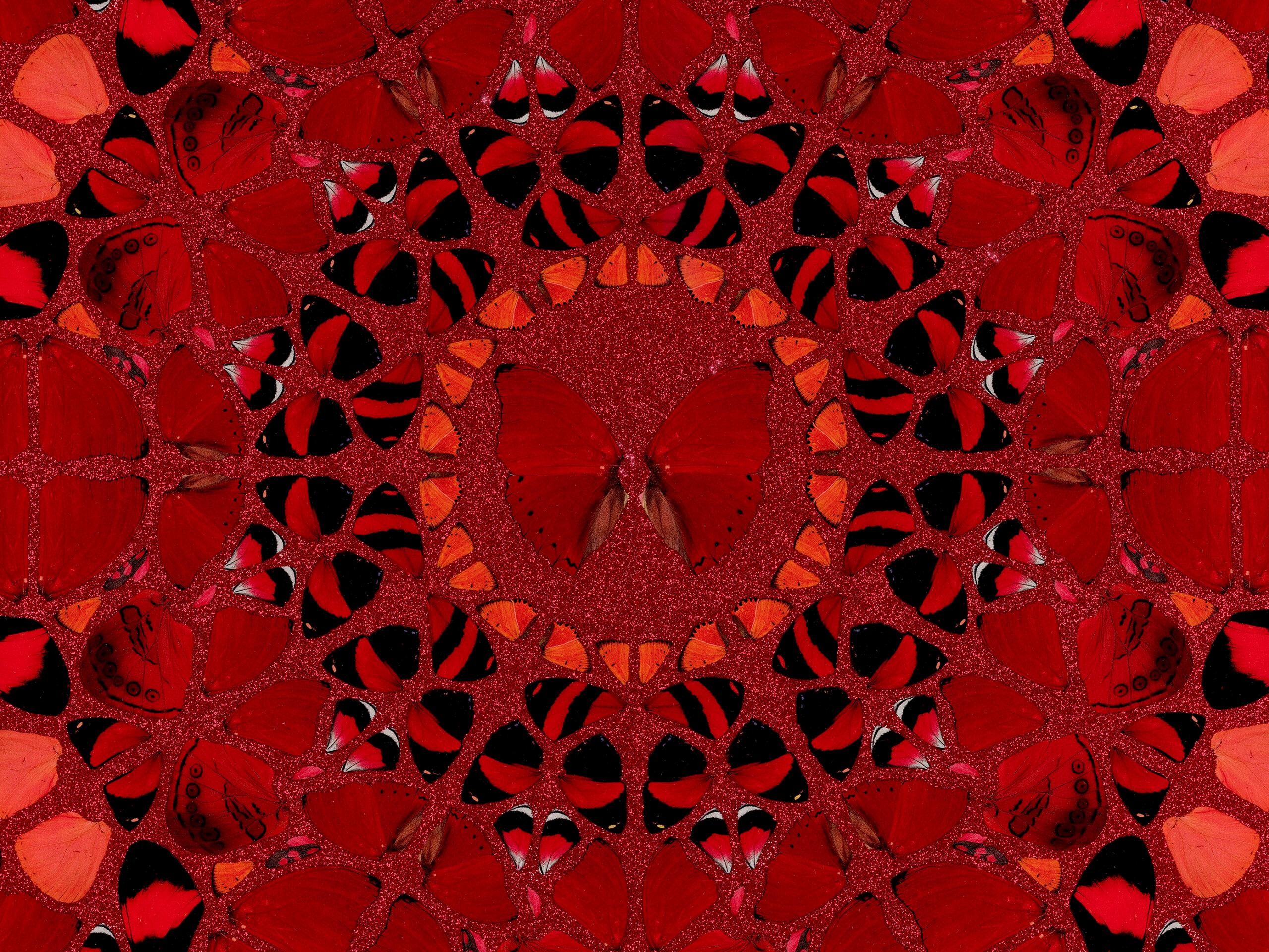 Wu Zetian by Damien Hirst, The Empresses, Red Butterflies kaleidoscope effect For Sale 1