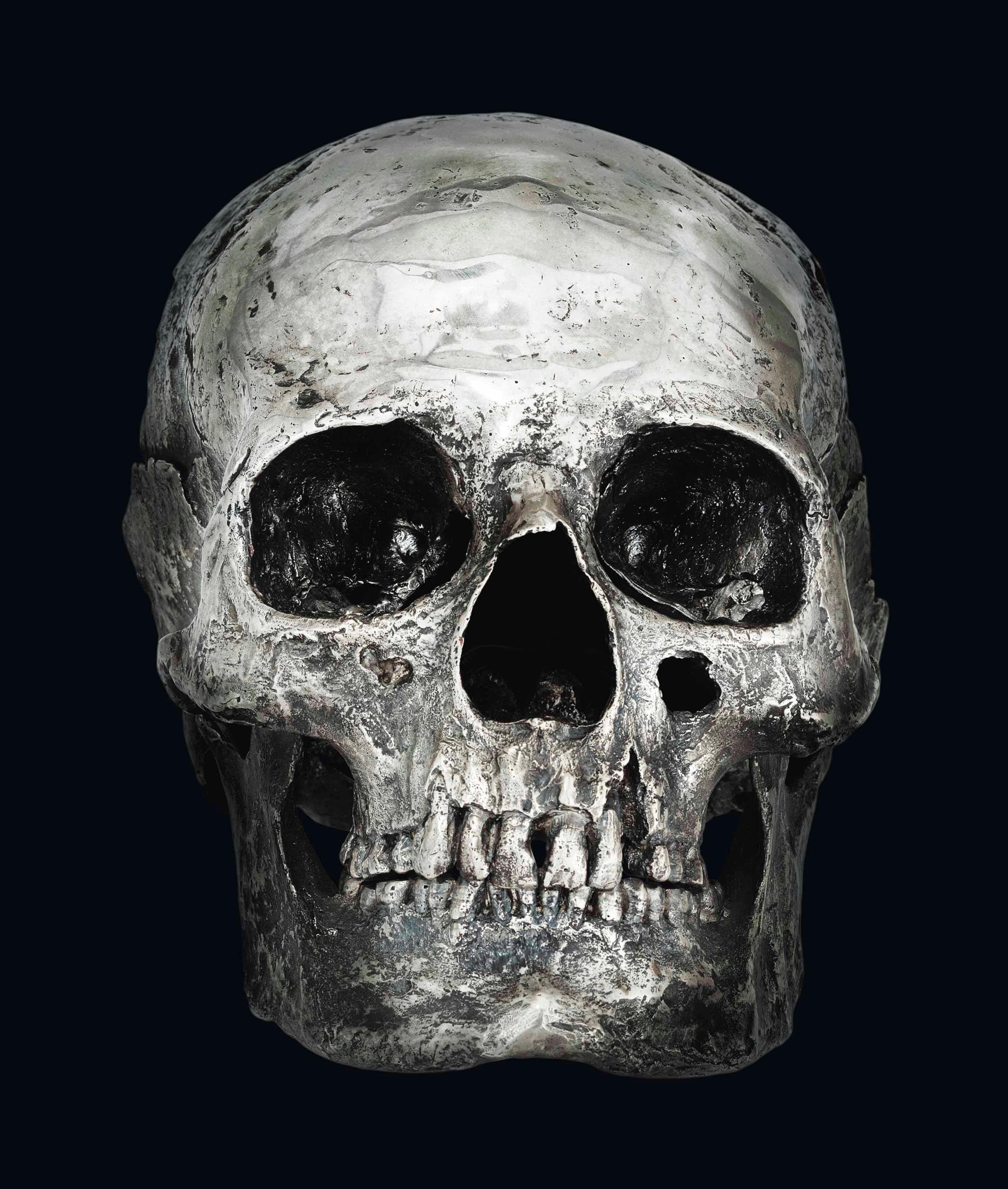 Damien Hirst - Abacus, hirsute, crâne, argent, sculpture, art contemporain
