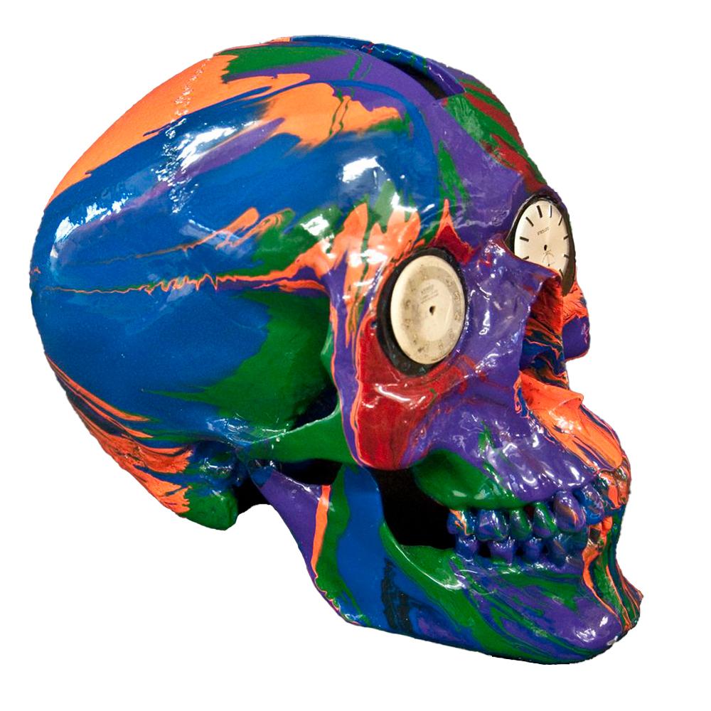 Damien Hirst Still-Life Sculpture - 'The Hours Spin Skull' (Dark Blue/Dark Red/Purple/Orange/Dark Green)