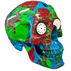 „The Hours Spin Skull“ (Grün/Dunkelrot/Blau)