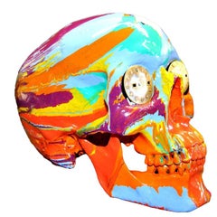 « The Hours Spin Skull » (orange/violet/vert/rouge foncé/bleu)