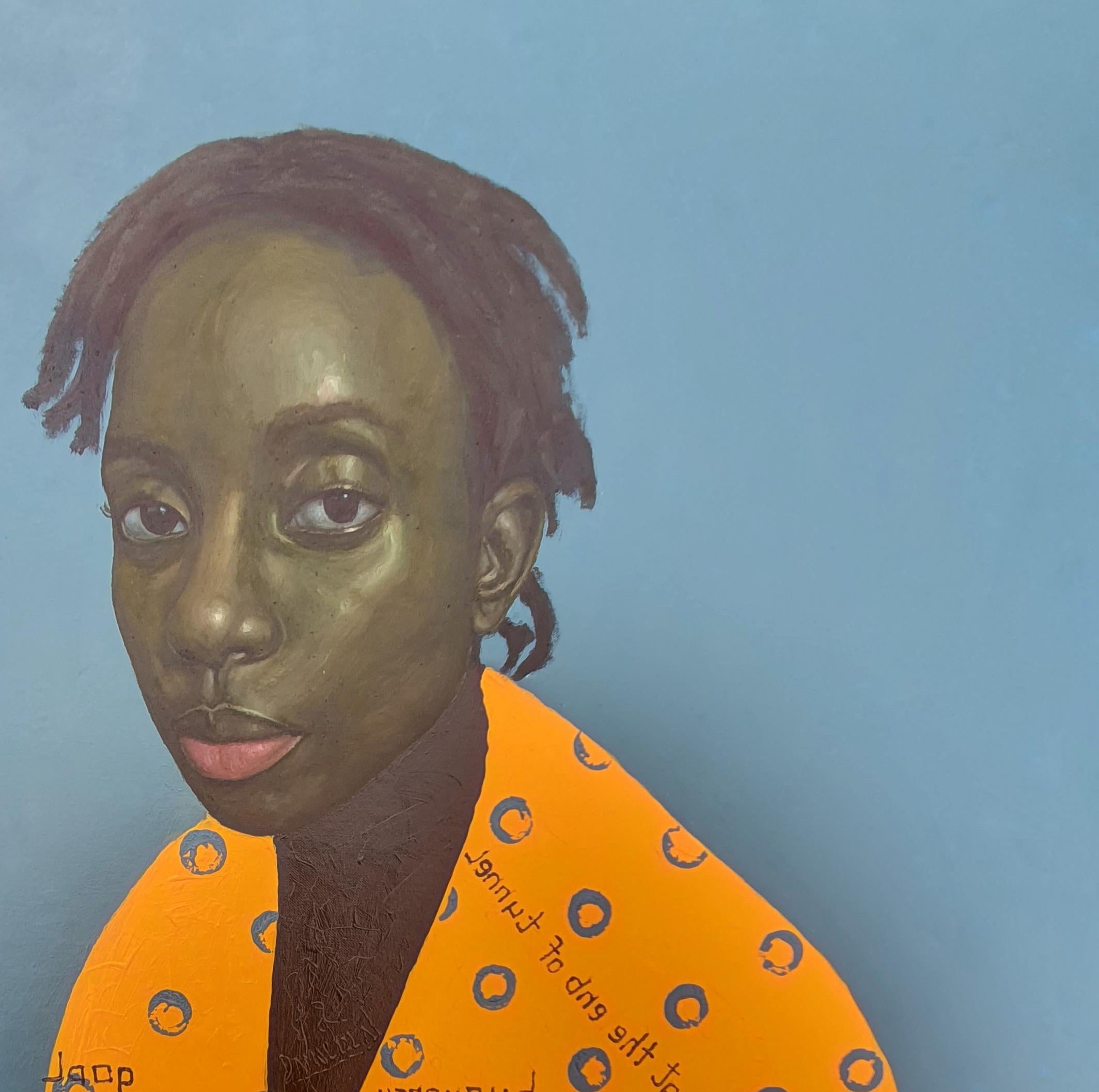 Mentre spero - Figurative Painting Grigio di Damilola Ilori
