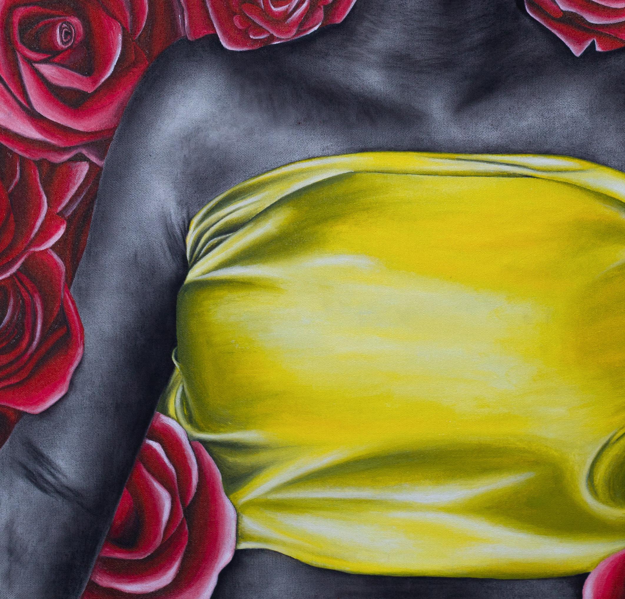 Bed of Roses - Expressionist Painting by Damilola Olusegun