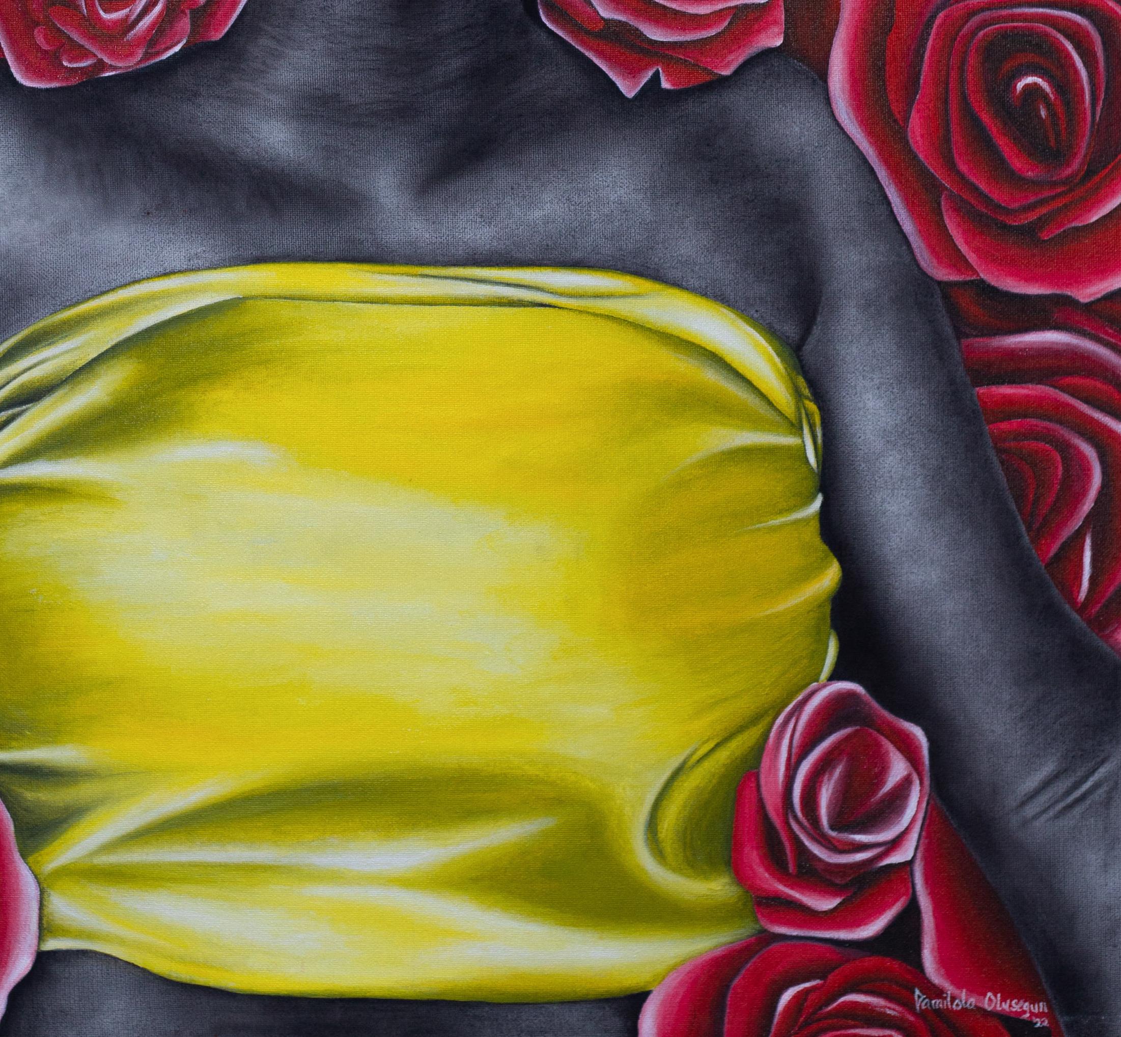 Bed of Roses - Expressionist Painting by Damilola Olusegun