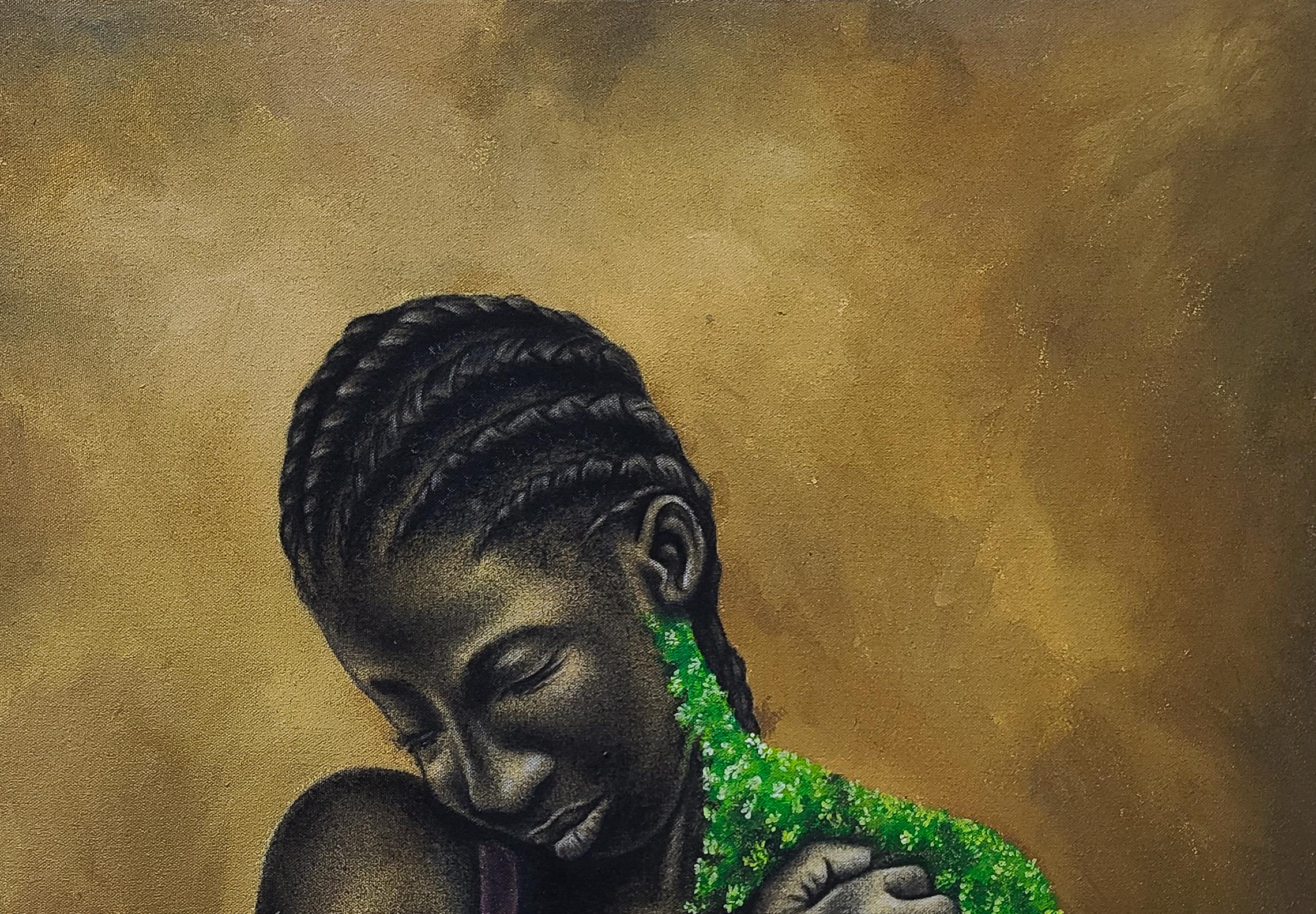 Verdant Soul 1 -21. Jahrhundert, Zeitgenössisch, Figurative Mischtechnik, Afrika Frauen – Painting von Damilola Olusegun