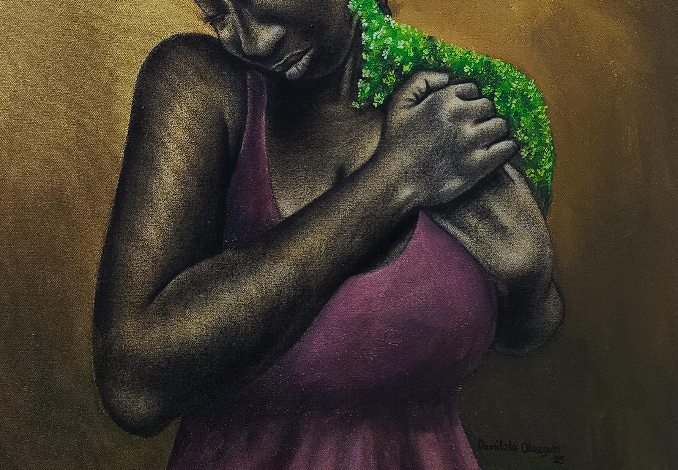 Verdant Soul 1 -21. Jahrhundert, Zeitgenössisch, Figurative Mischtechnik, Afrika Frauen (Expressionismus), Painting, von Damilola Olusegun