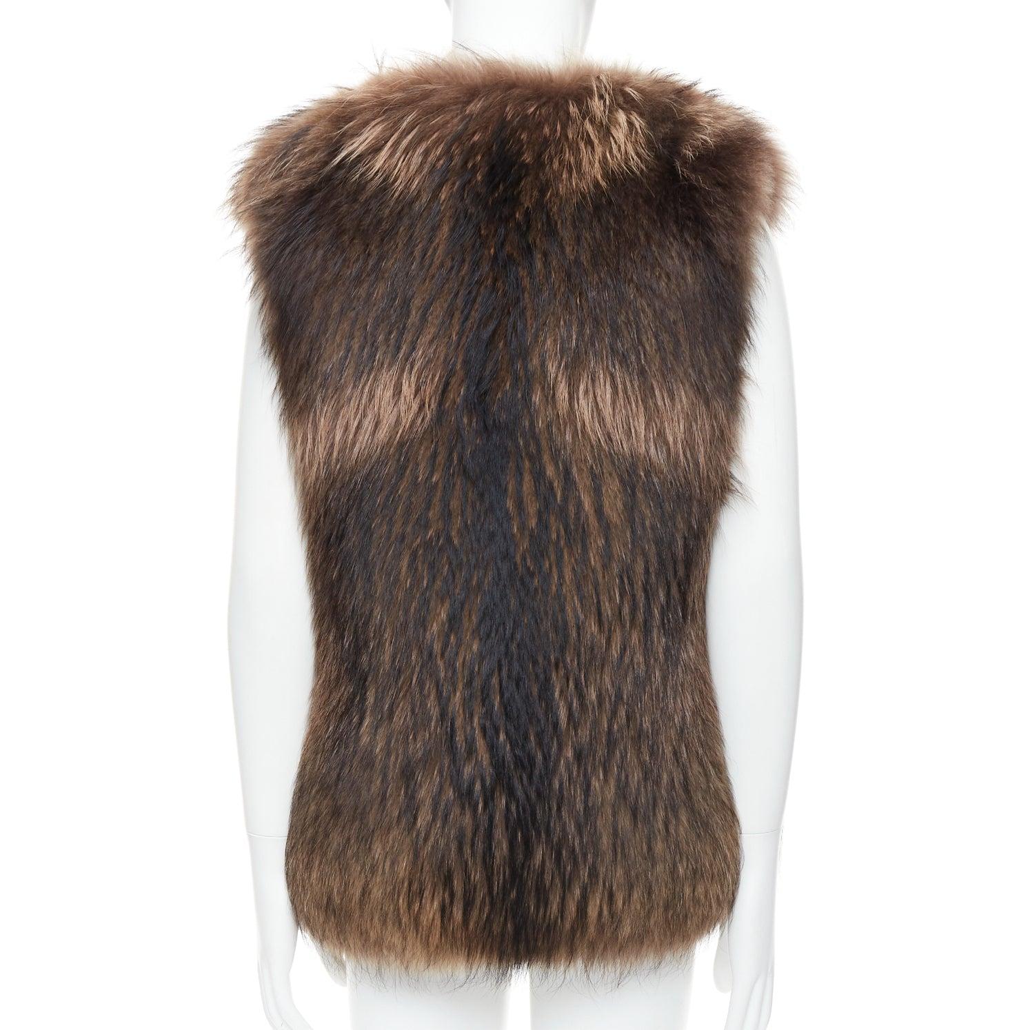 Men's DAMIR DOMA brown genuine fur sleeveless vest coat M For Sale