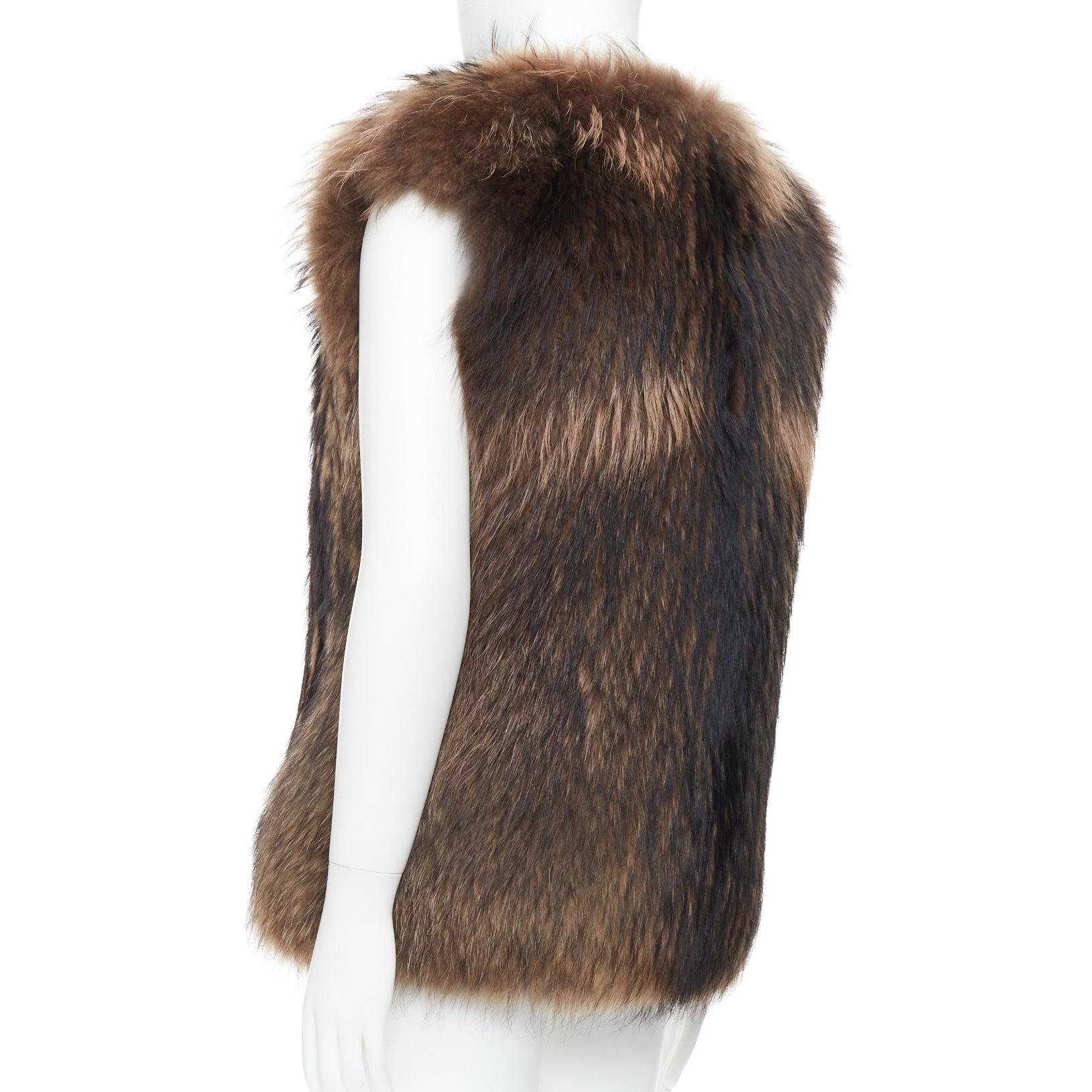 DAMIR DOMA brown genuine fur sleeveless vest coat M For Sale 1