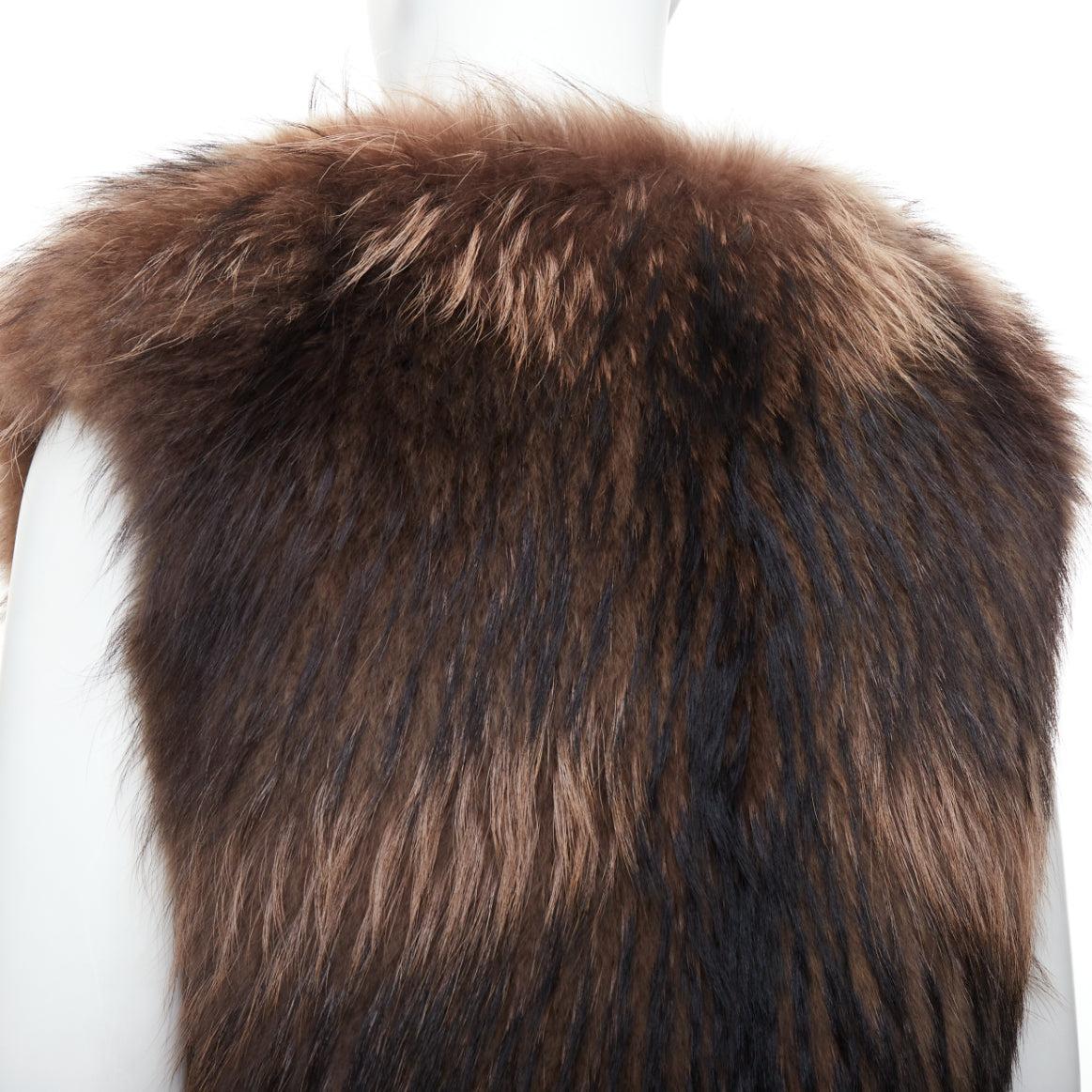 DAMIR DOMA brown genuine fur sleeveless vest coat M For Sale 2