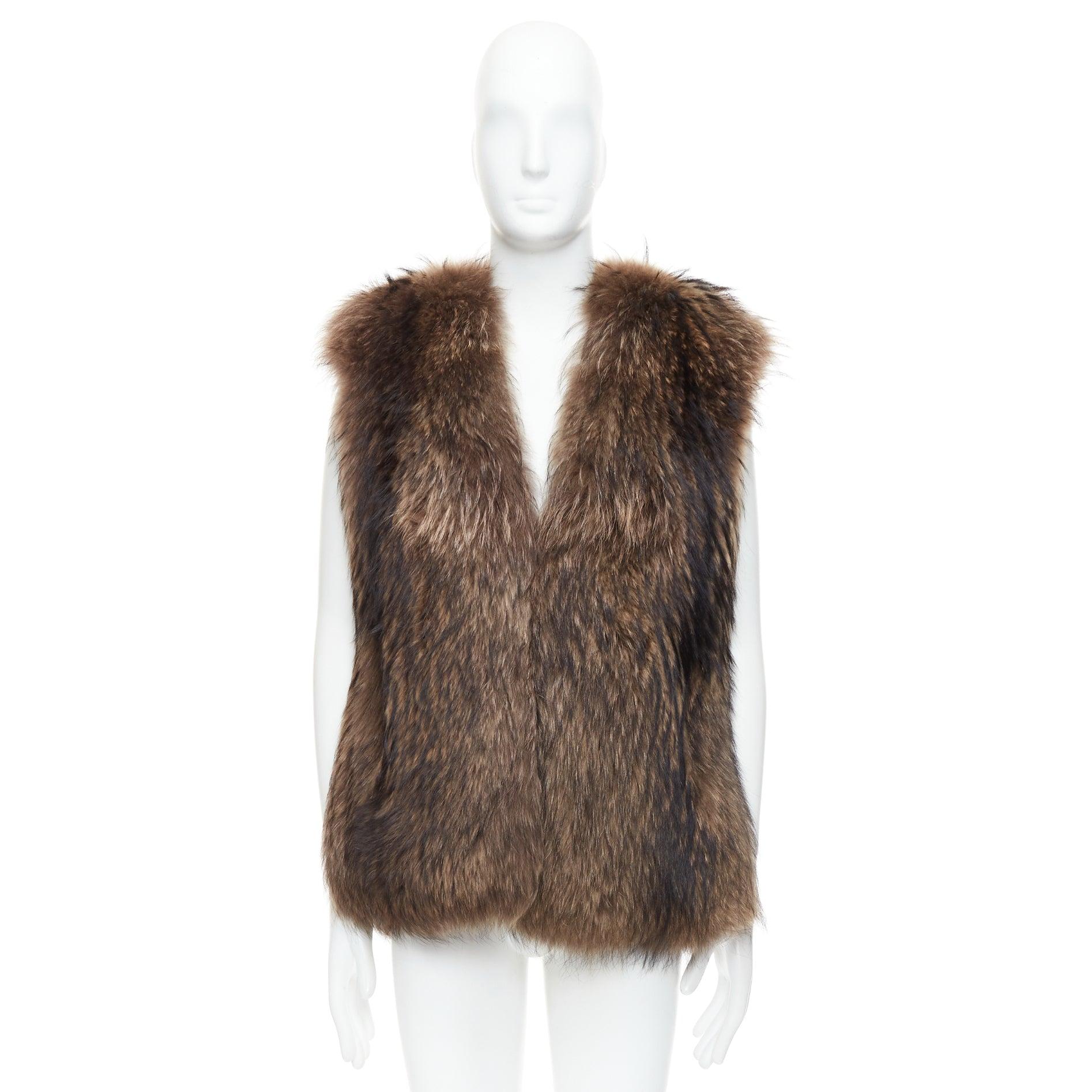 DAMIR DOMA brown genuine fur sleeveless vest coat M For Sale 4