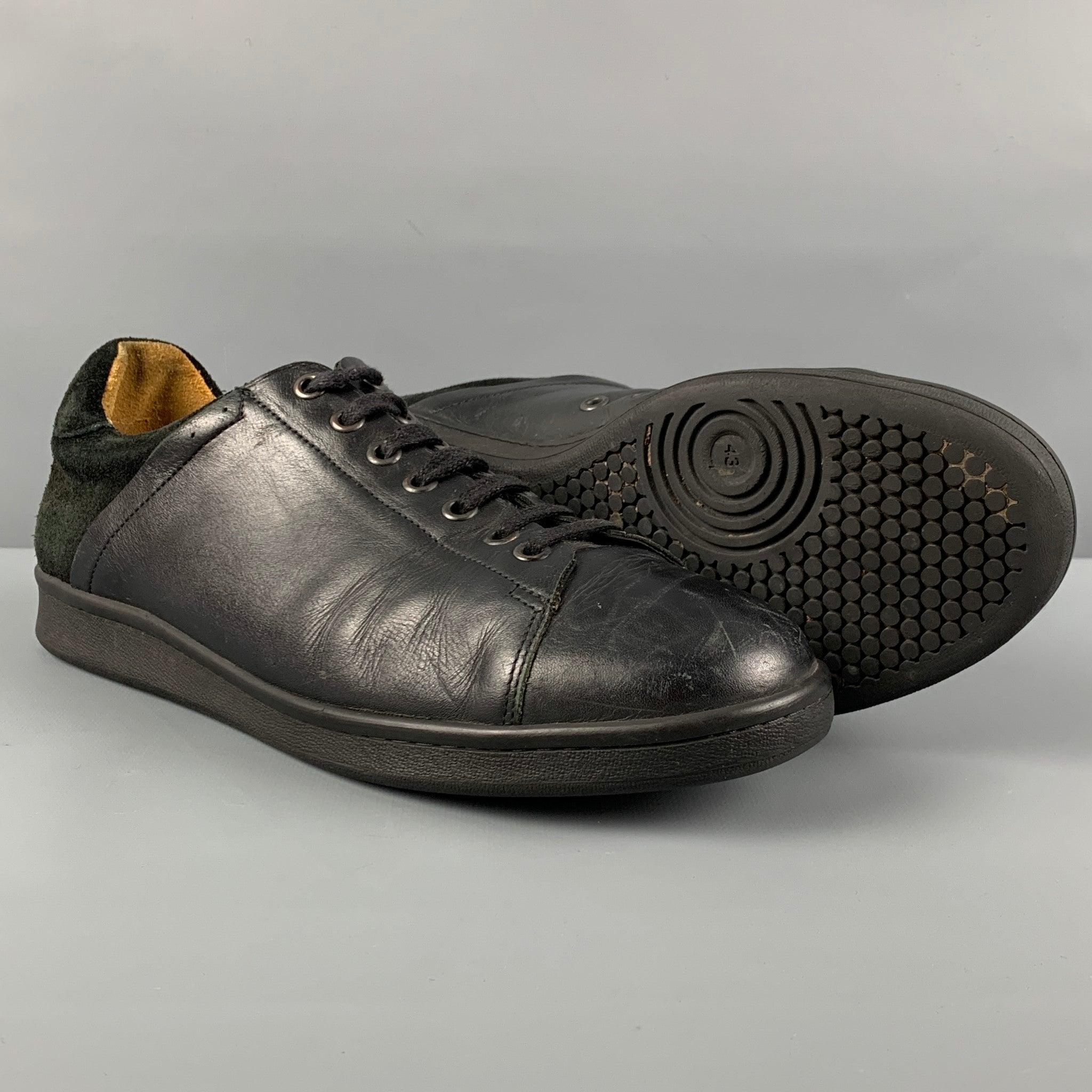 DAMIR DOMA Size 10 Black Leather Sneakers In Good Condition For Sale In San Francisco, CA