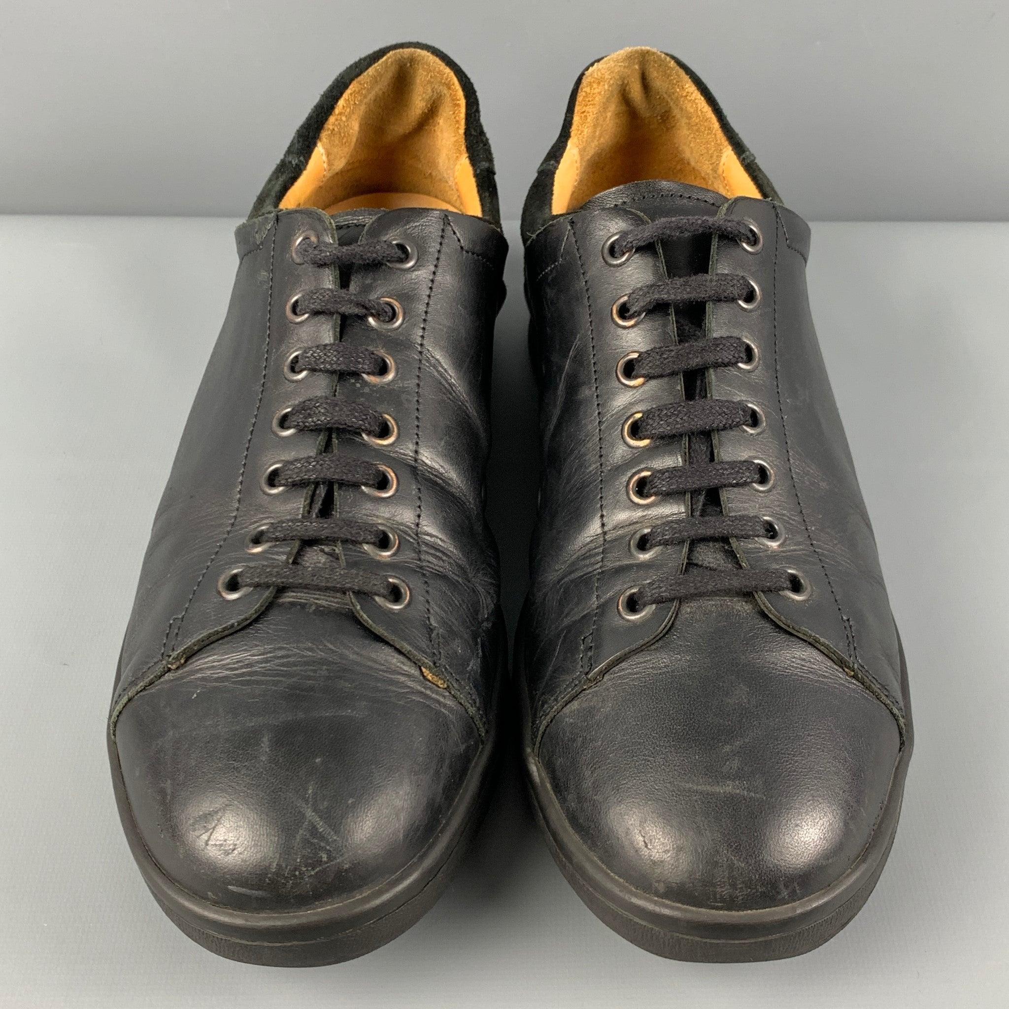 Men's DAMIR DOMA Size 10 Black Leather Sneakers For Sale