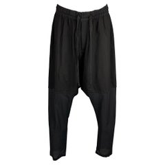 DAMIR DOMA Size 32 Black See Through Virgin Wool Drop-Crotch Casual Pants